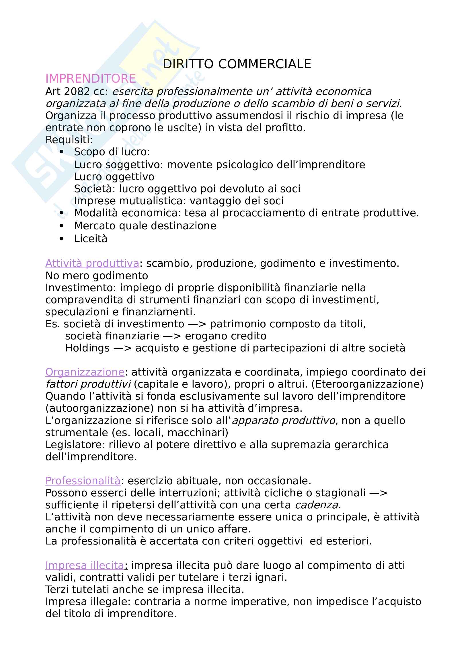 Diritto commerciale Pag. 1