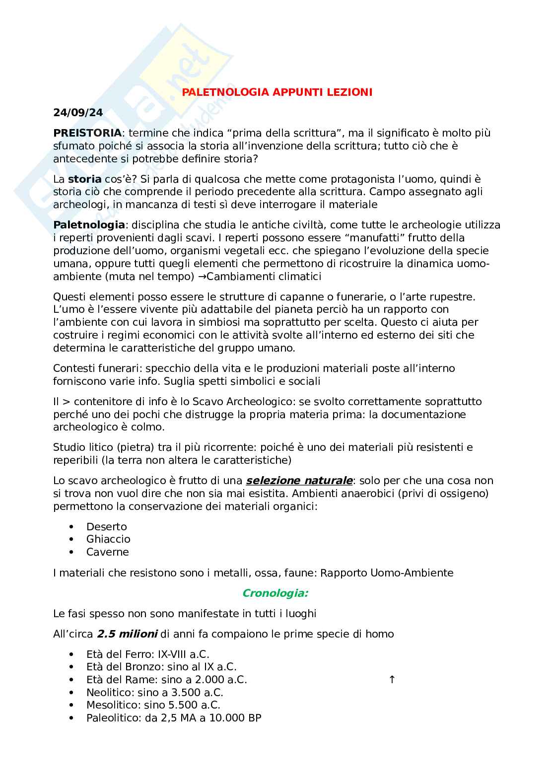 Paletnologia - Appunti Pag. 1