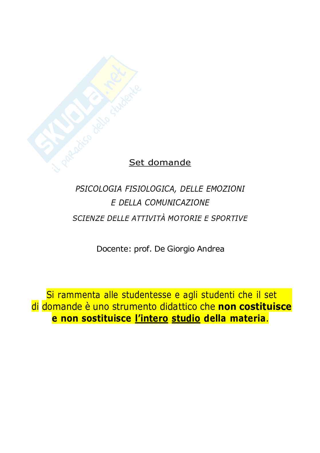 Paniere Psicologia fisiologica, delle emozioni e della comunicazione (2026) - Risposte multiple corrette Pag. 2
