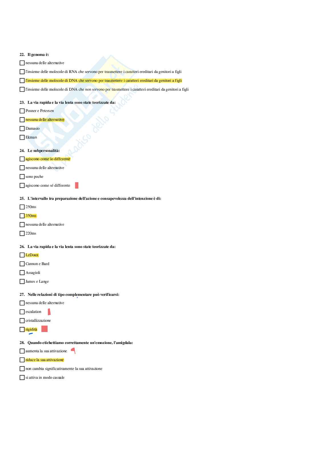 Paniere Psicologia fisiologica, delle emozioni e della comunicazione (2026) - Risposte multiple corrette Pag. 6