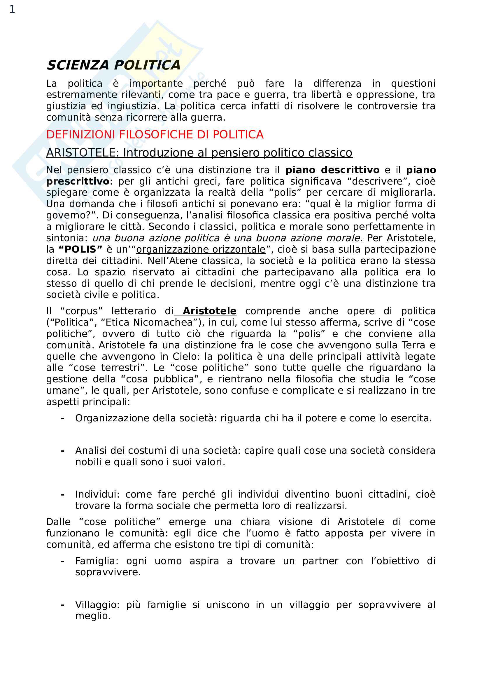 Appunti elementi di scienza politica Pag. 1