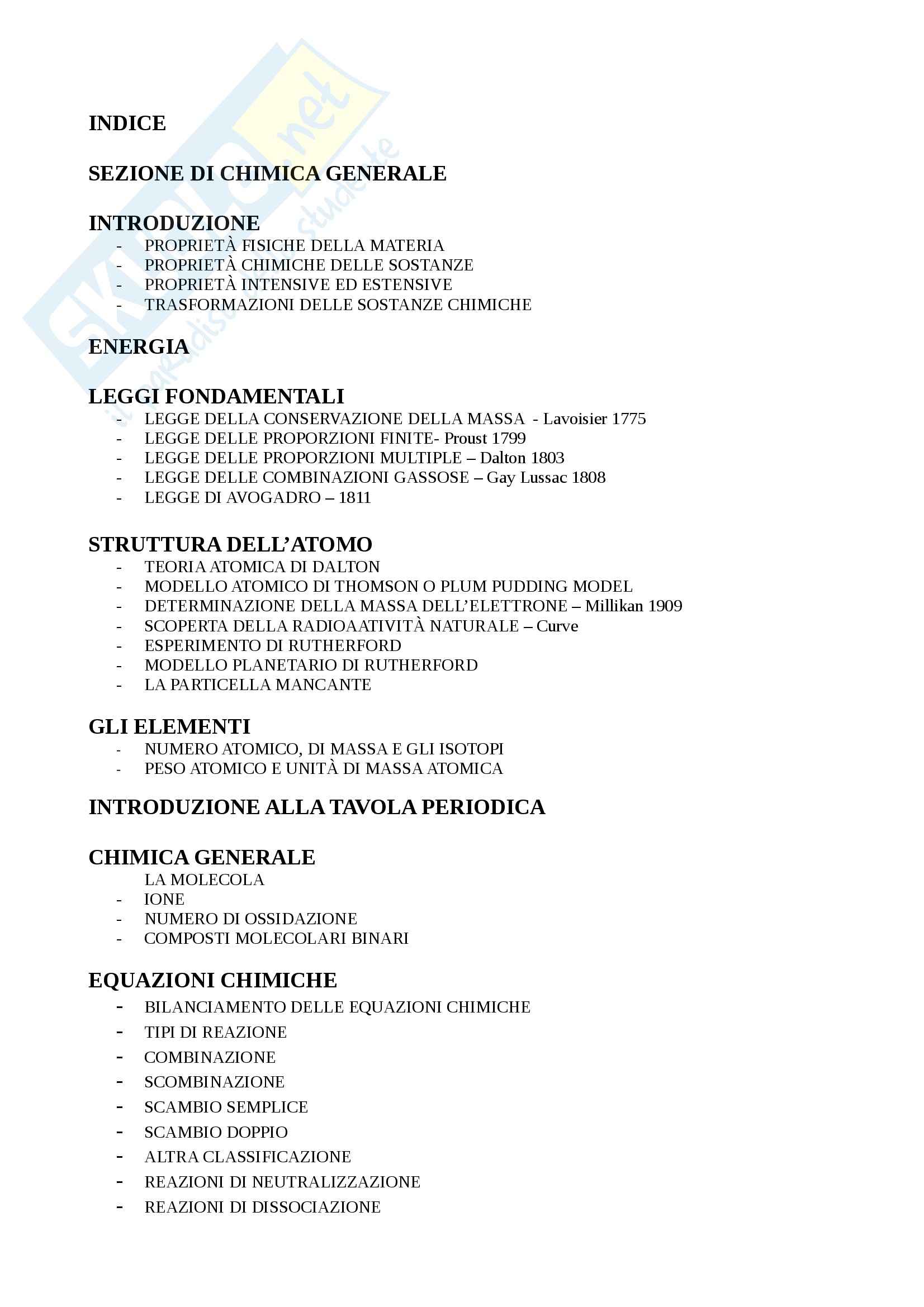 Chimica generale - Appunti Pag. 1