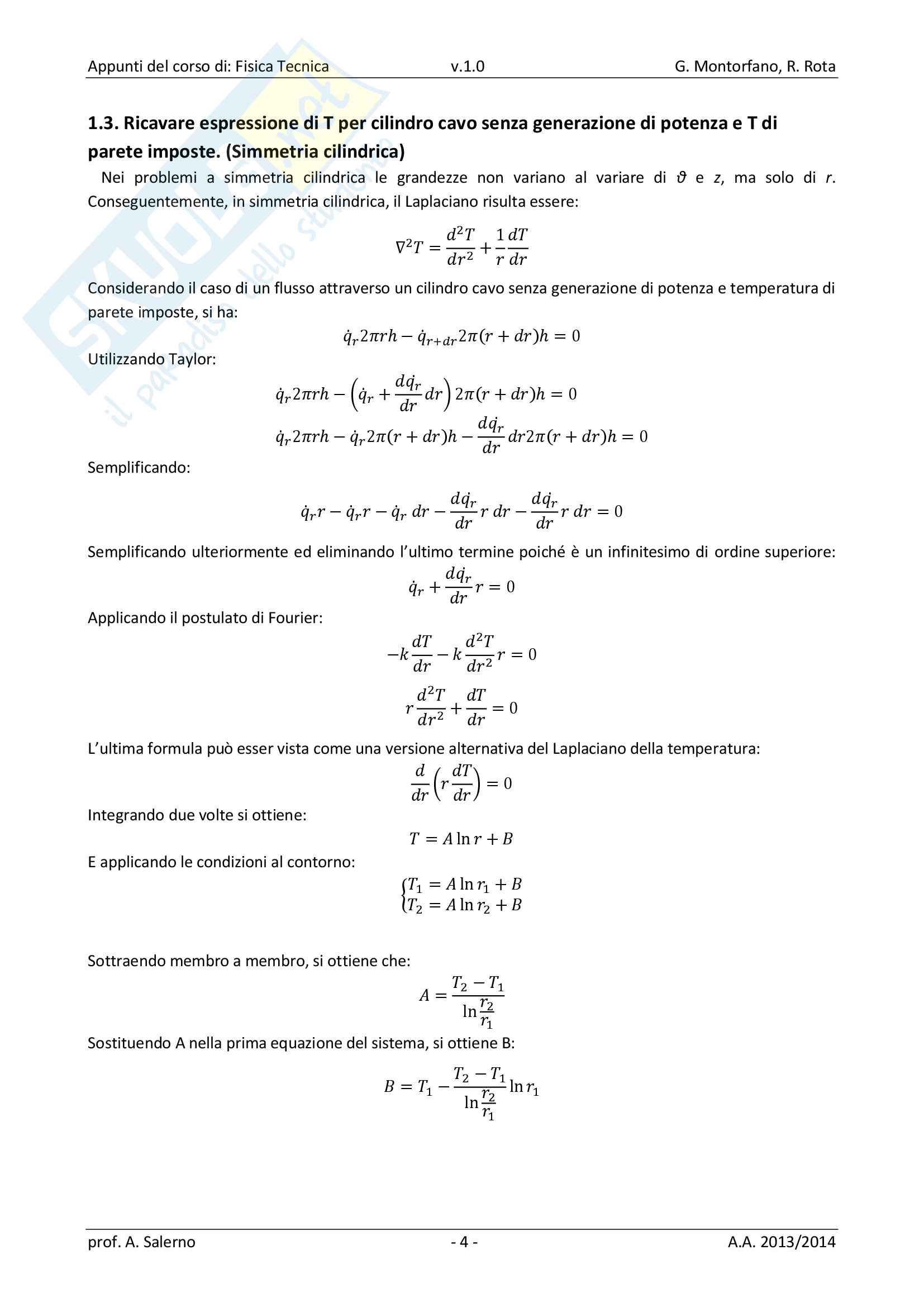 Appunti di Fisica Tecnica (Trasmissione del calore) Pag. 11