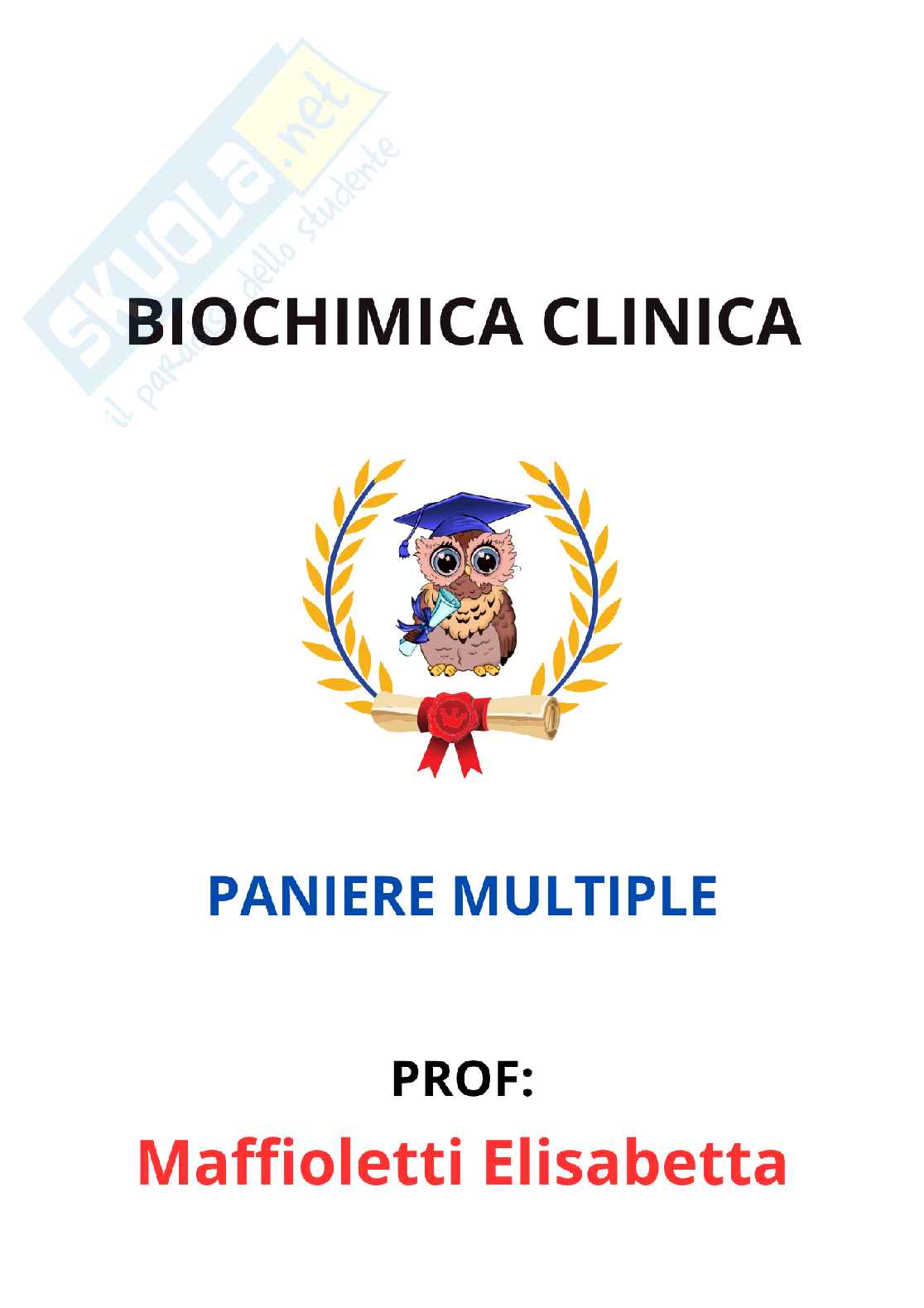 Paniere Biochimica clinica - Risposte Multiple (2026) Pag. 1