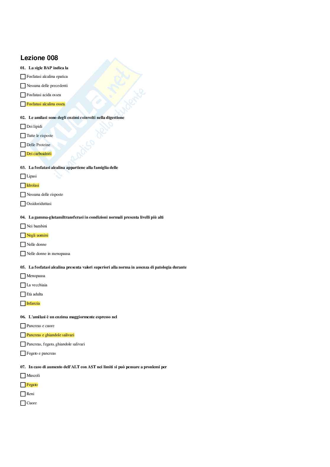 Paniere Biochimica clinica - Risposte Multiple (2026) Pag. 16