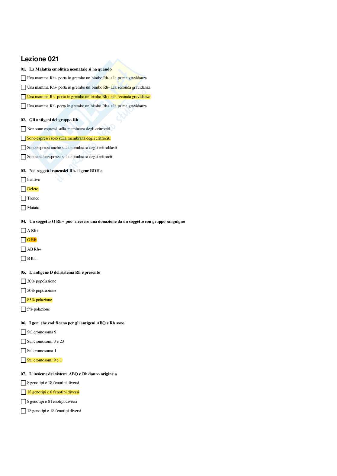 Paniere Biochimica clinica - Risposte Multiple (2026) Pag. 41