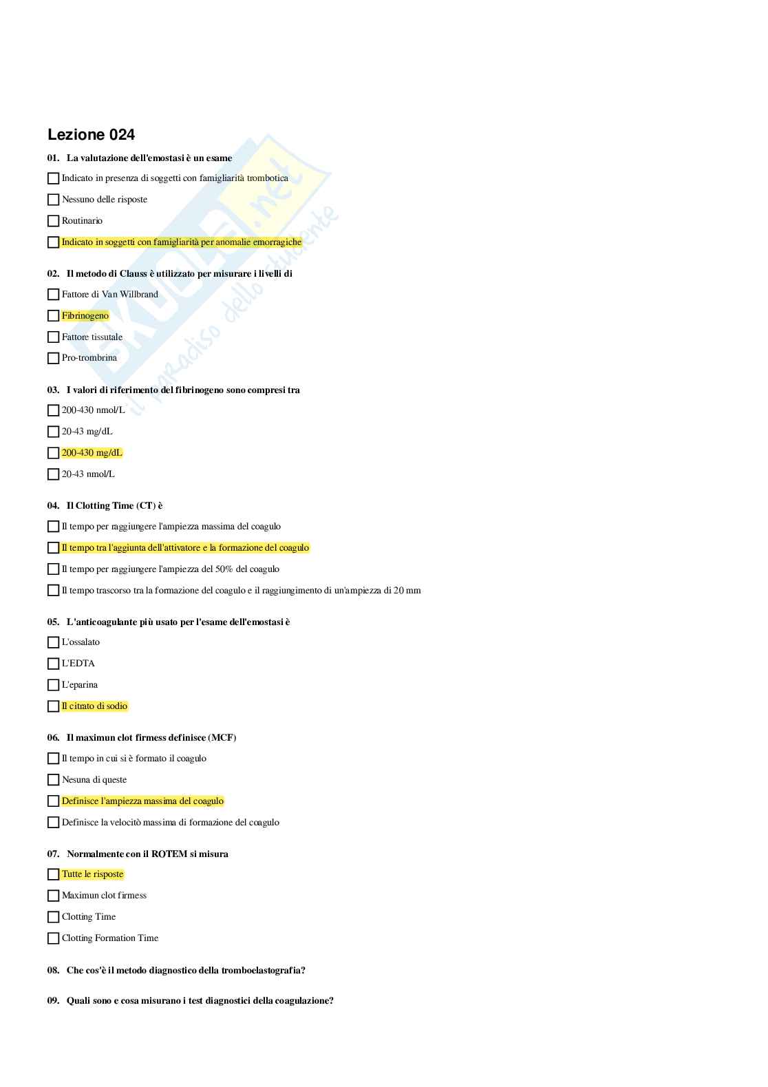Paniere Biochimica clinica - Risposte Multiple (2026) Pag. 46