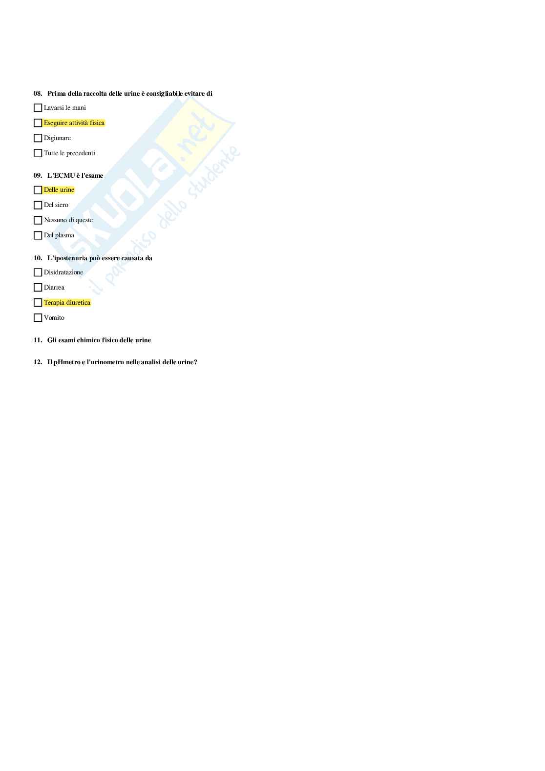 Paniere Biochimica clinica - Risposte Multiple (2026) Pag. 51