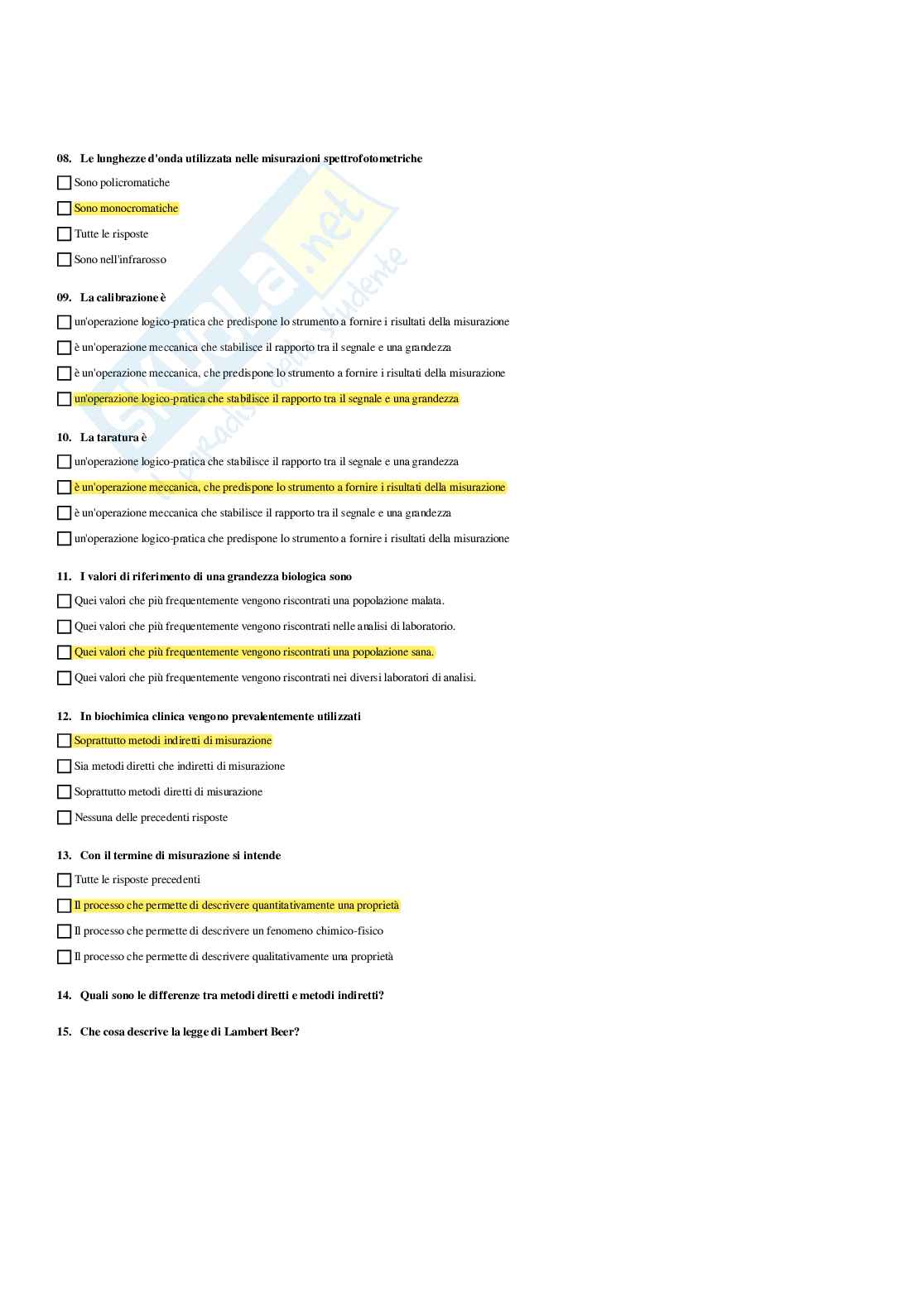 Paniere Biochimica clinica - Risposte Multiple (2026) Pag. 6