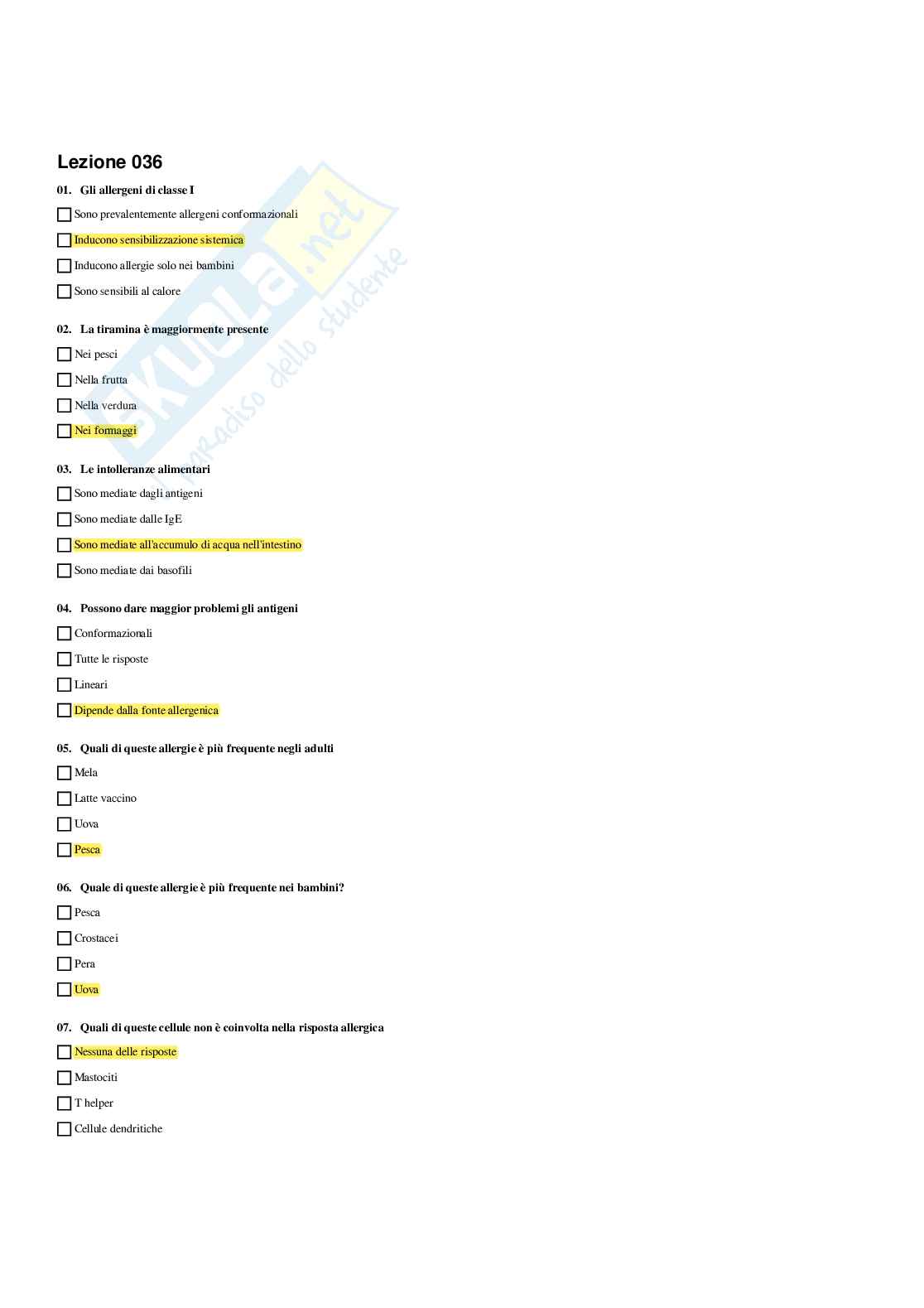 Paniere Biochimica clinica - Risposte Multiple (2026) Pag. 66