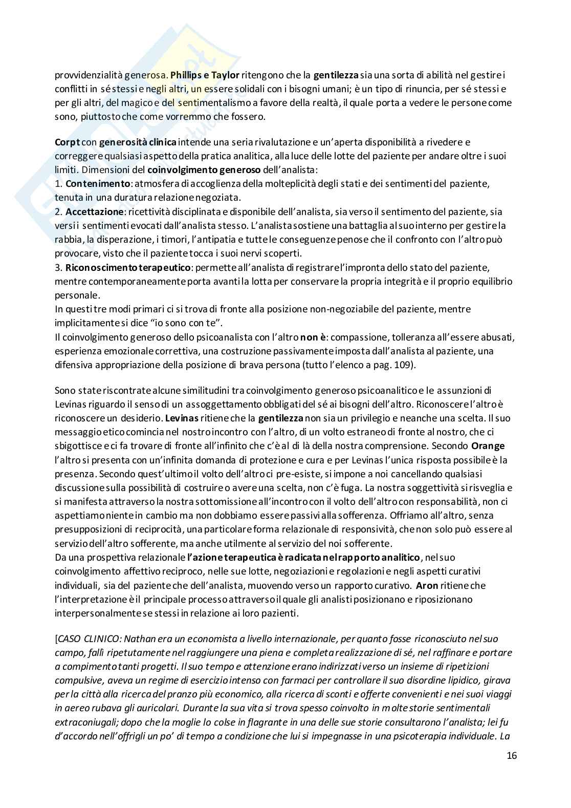 Riassunto esame psicologia clinica relazionale e dell’attaccamento, prof. Albasi, libro consigliato Competenze cliniche nella psicoanalisi relazionale, Barsness Pag. 16