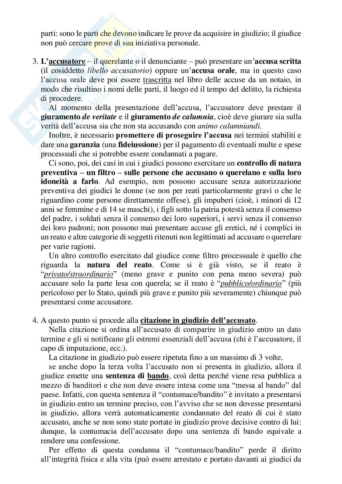 Processo accusatorio in uso nei Comuni a partire dal XIII secolo Pag. 2