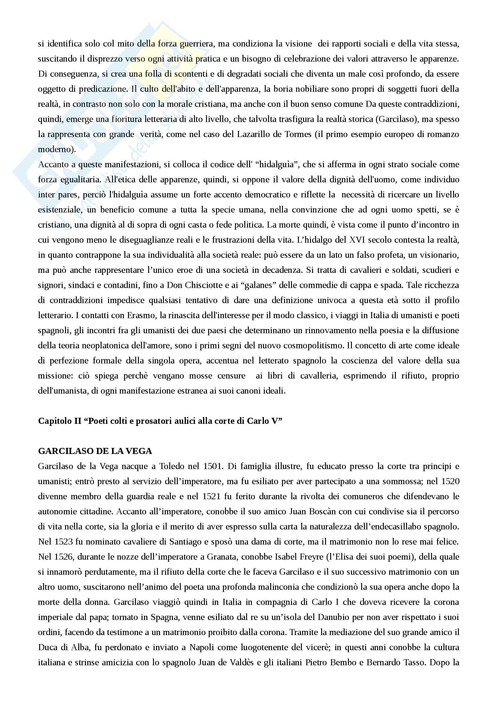Riassunto esame letteratura spagnola, prof. Guarino, libro consigliato La letteratura spagnola vol. 2, Mancini, Guazzelli, Martinengo Pag. 2