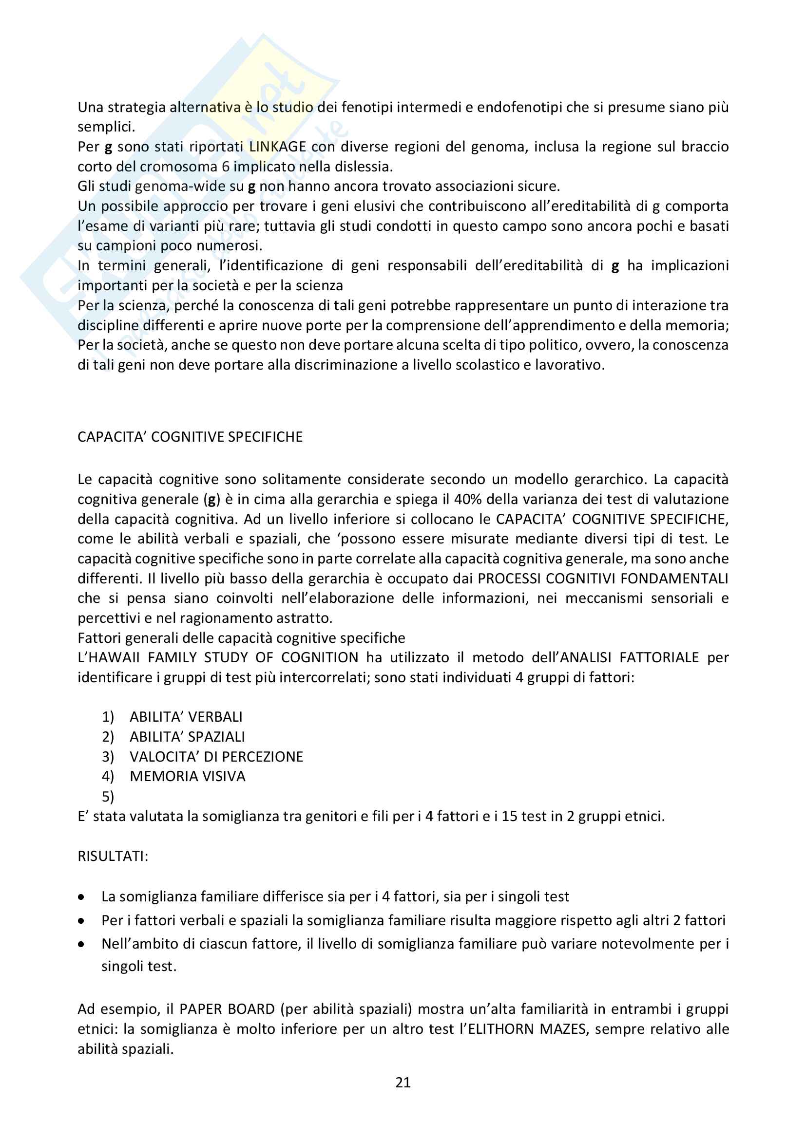 Riassunto esame Ecologia dello sviluppo, Prof. Varin e Bulf, libro consigliato  Genetica del comportamento Pag. 21