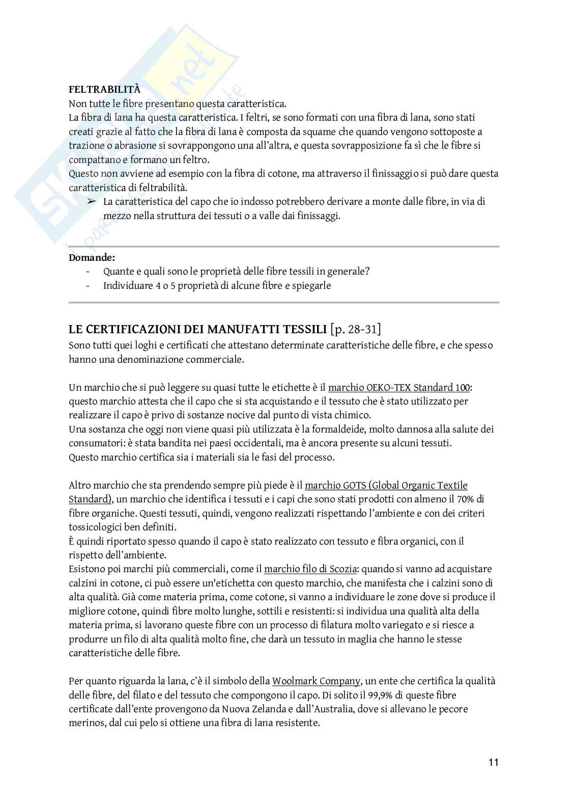 Appunti completi esame Tecnologie design dei tessuti, prof. Dotti Pag. 11