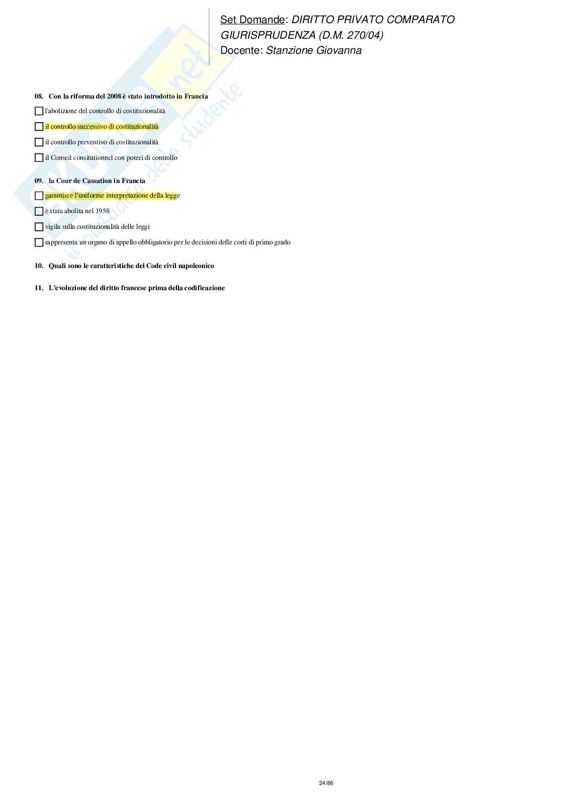 Paniere nuovo completo di Diritto privato comparato Pag. 71