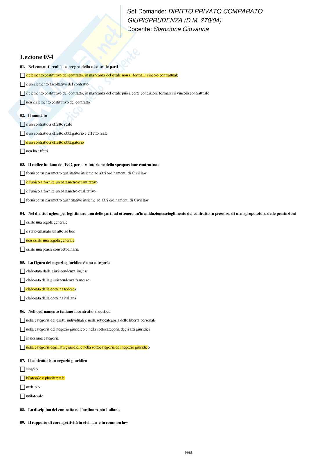 Paniere nuovo completo di Diritto privato comparato Pag. 91