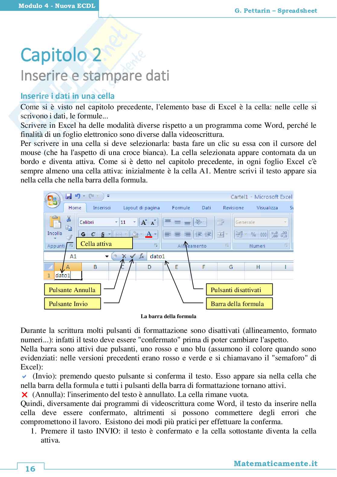 Nuova ECDL modulo 4: Spreadsheets Pag. 16