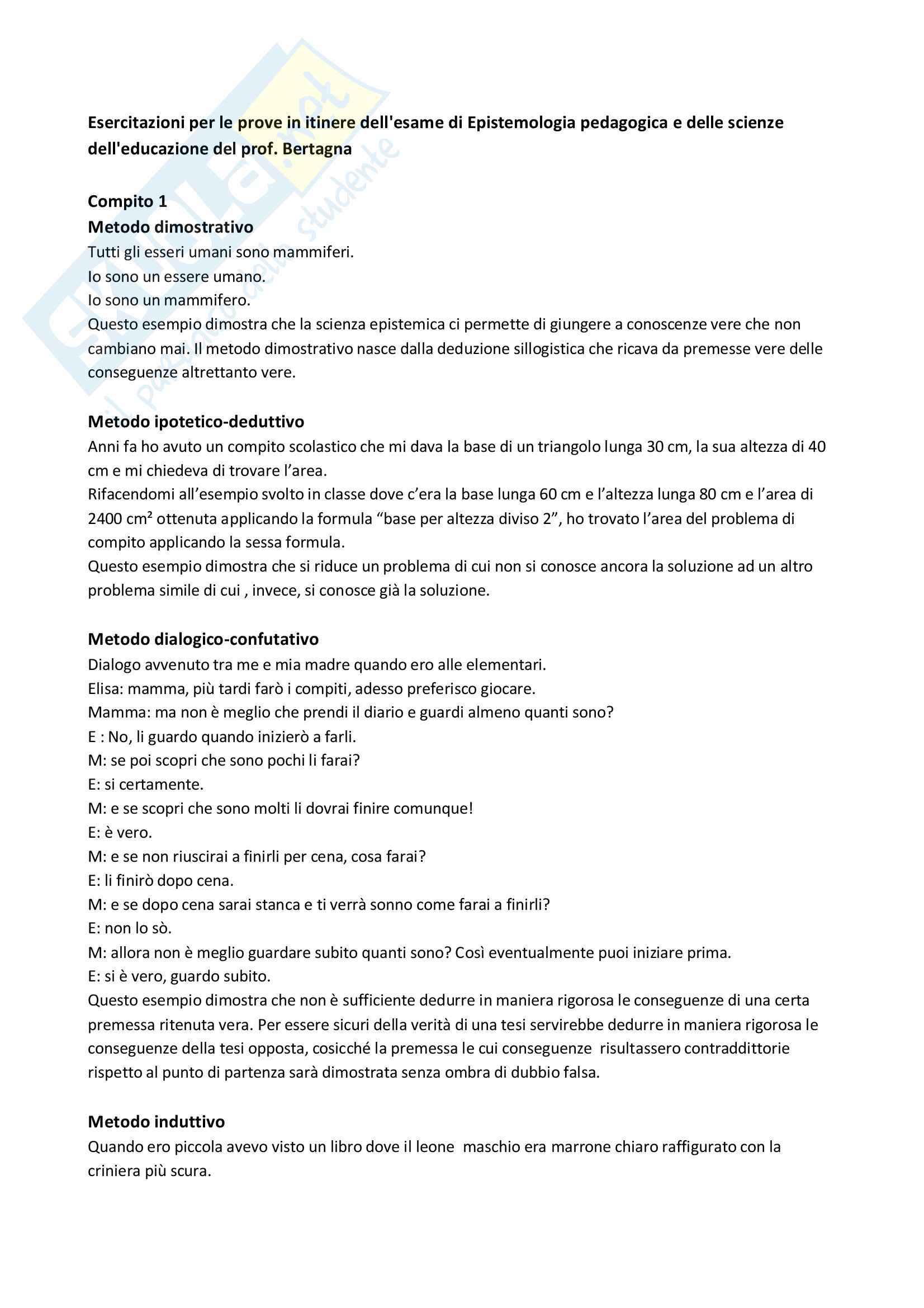 Esercizi Svolti Esercitazione Di Epistemologia