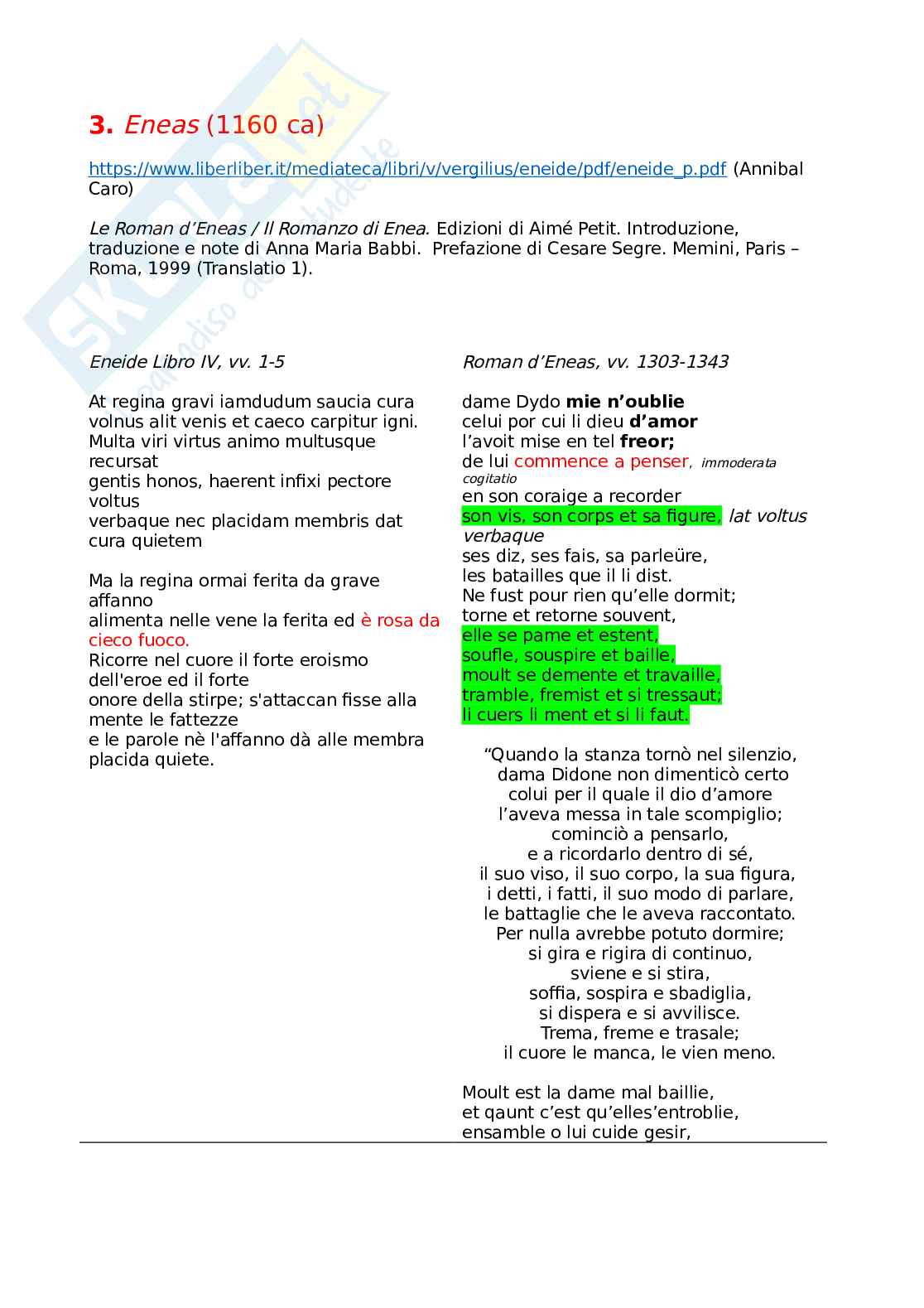 Roman D'Eneas - testo e spiegazione Pag. 1