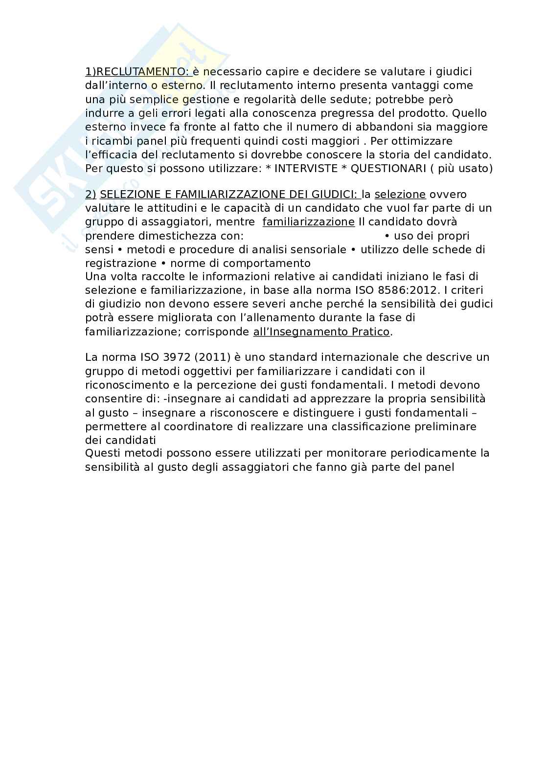 Analisi sensoriali ed elaborazione dei dati  Pag. 11