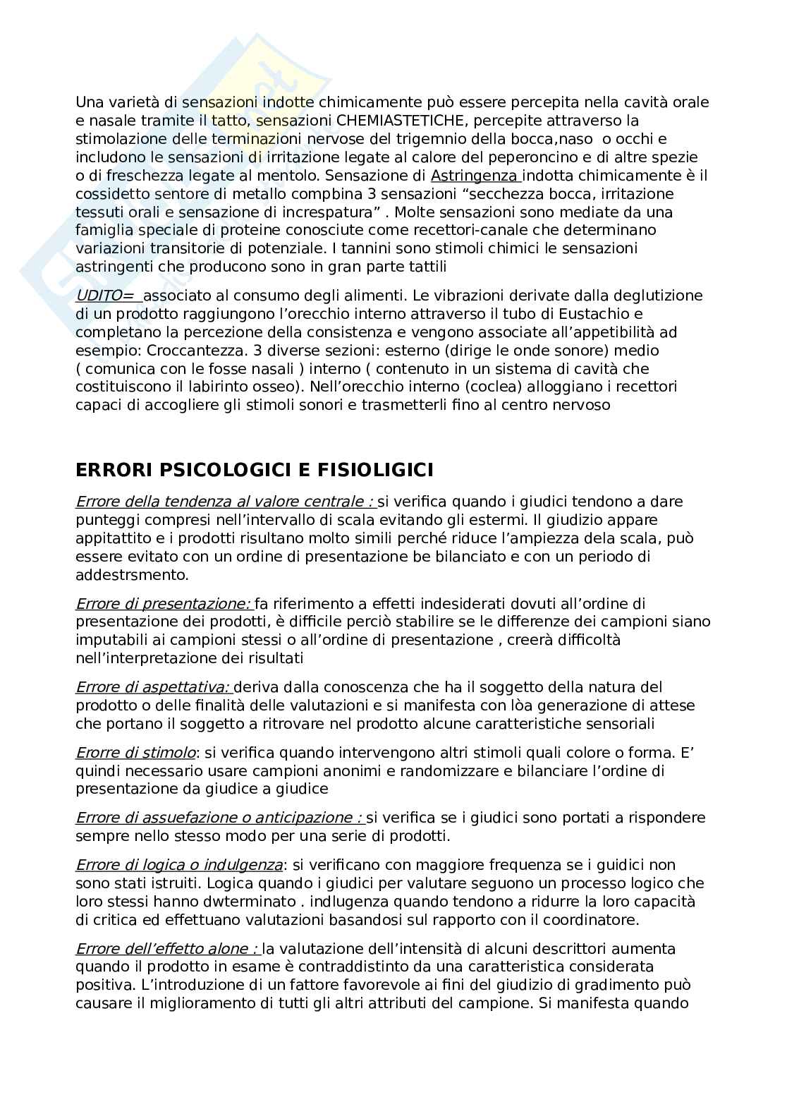 Analisi sensoriali ed elaborazione dei dati  Pag. 6