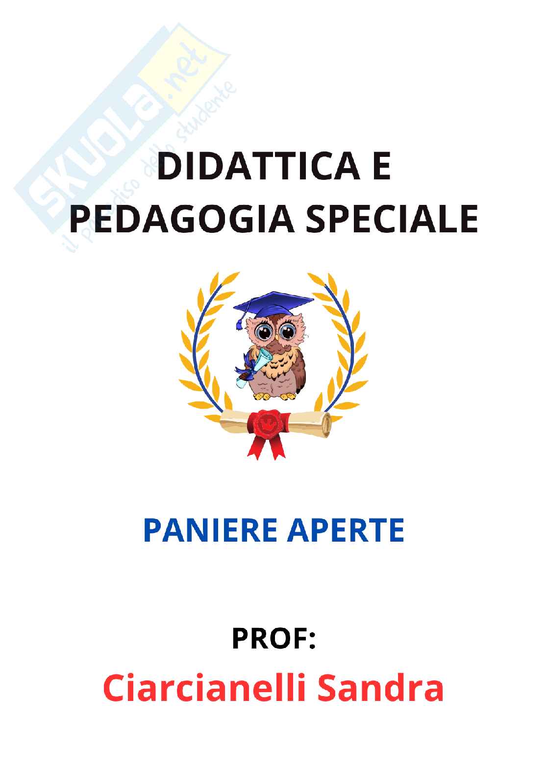 Paniere Didattica e pedagogia speciale (2026) - Risposte aperte corrette  Pag. 1