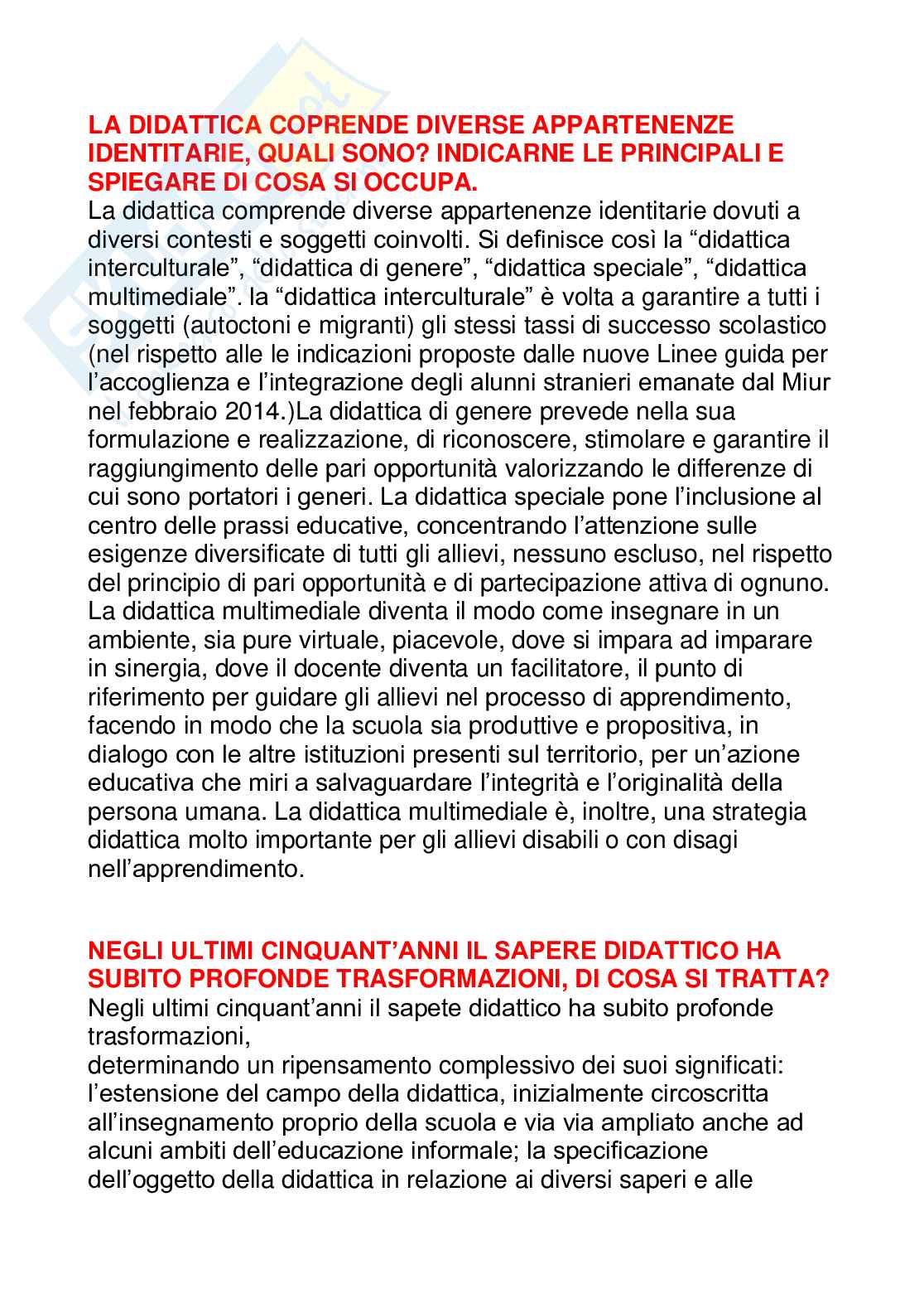 Paniere Didattica e pedagogia speciale (2026) - Risposte aperte corrette  Pag. 11