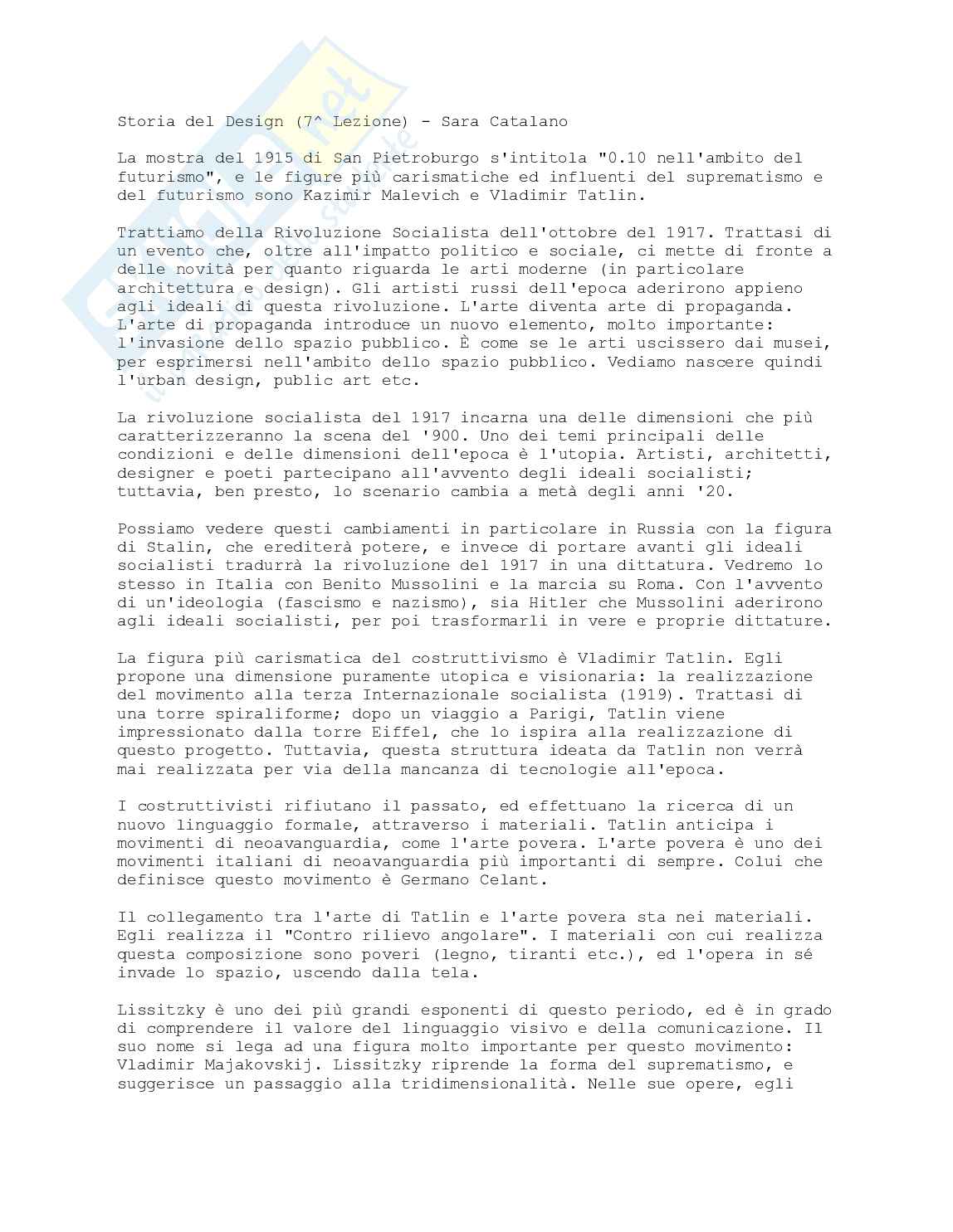 Lezioni 7-8-9 di Storia del design Pag. 1