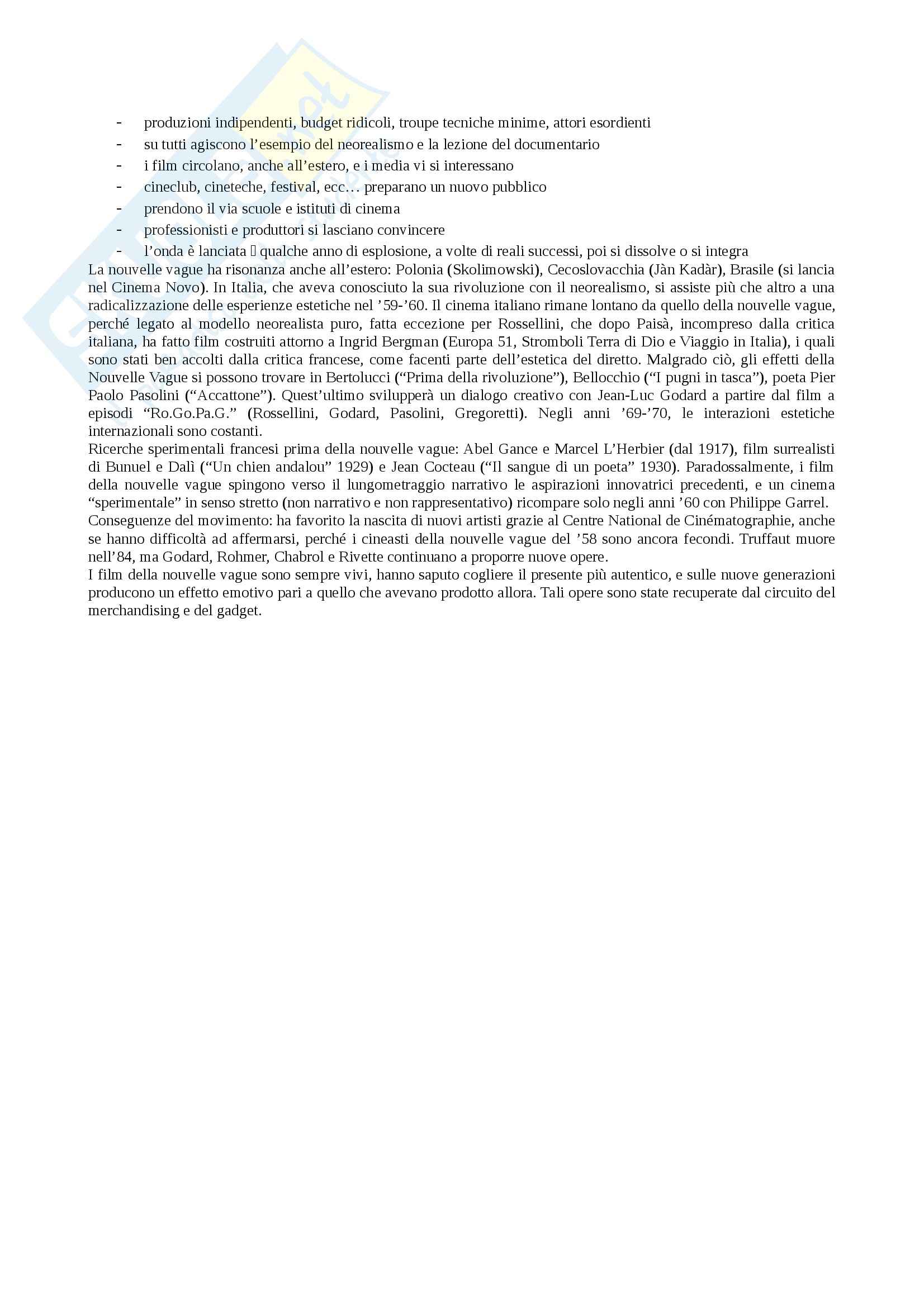 Riassunto esame Storia e critica del cinema, prof. De Berti, libro consigliato La nouvelle vague, Marie Pag. 6