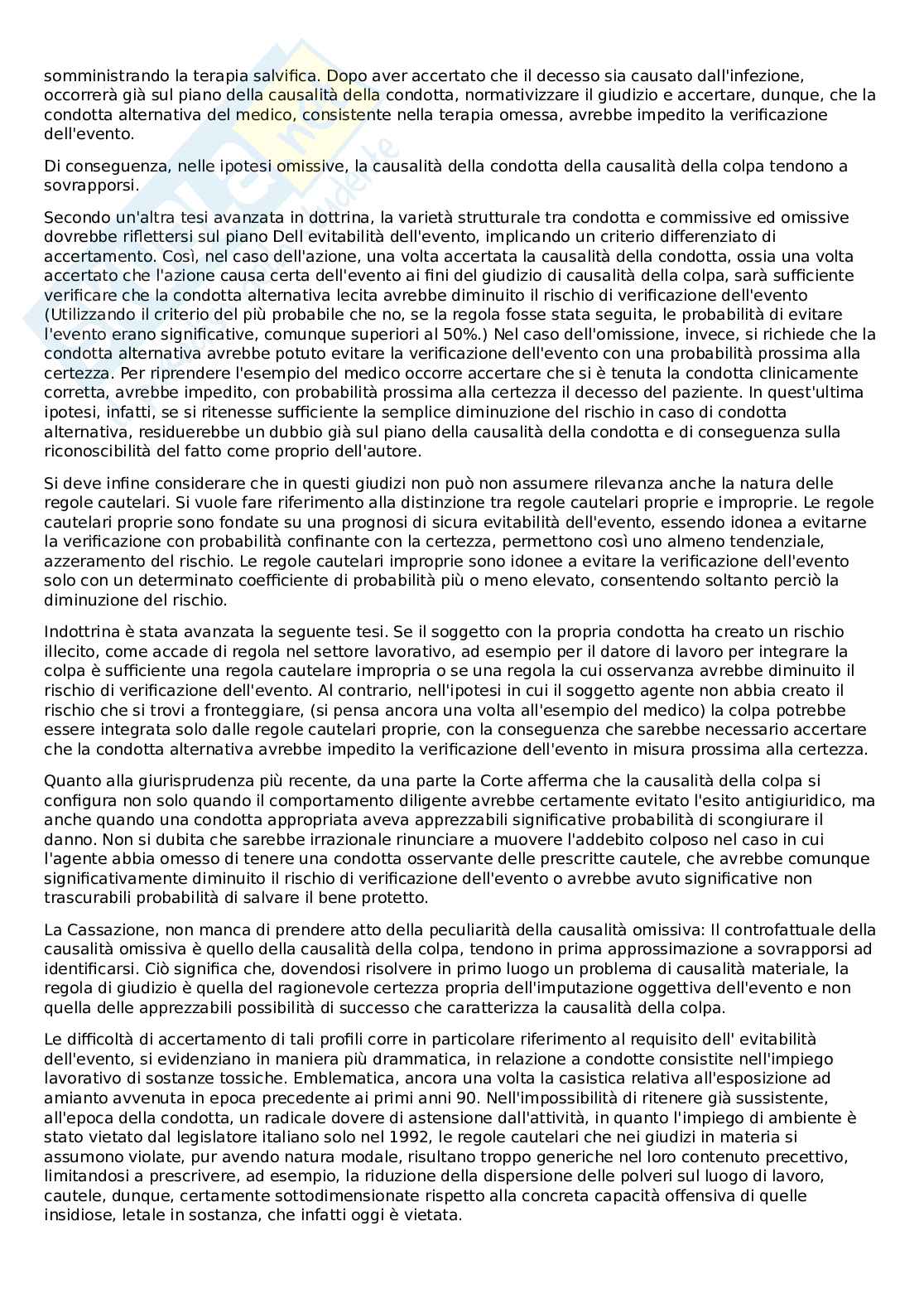 Riassunto esame Diritto penale, Prof. Valentini Vico, libro consigliato Sicurezza sul lavoro,profili penali, Castronuovo Pag. 71