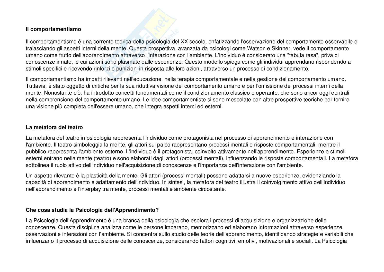Risposte aperte, formato lungo, Psicologia dell'apprendimento Pag. 2