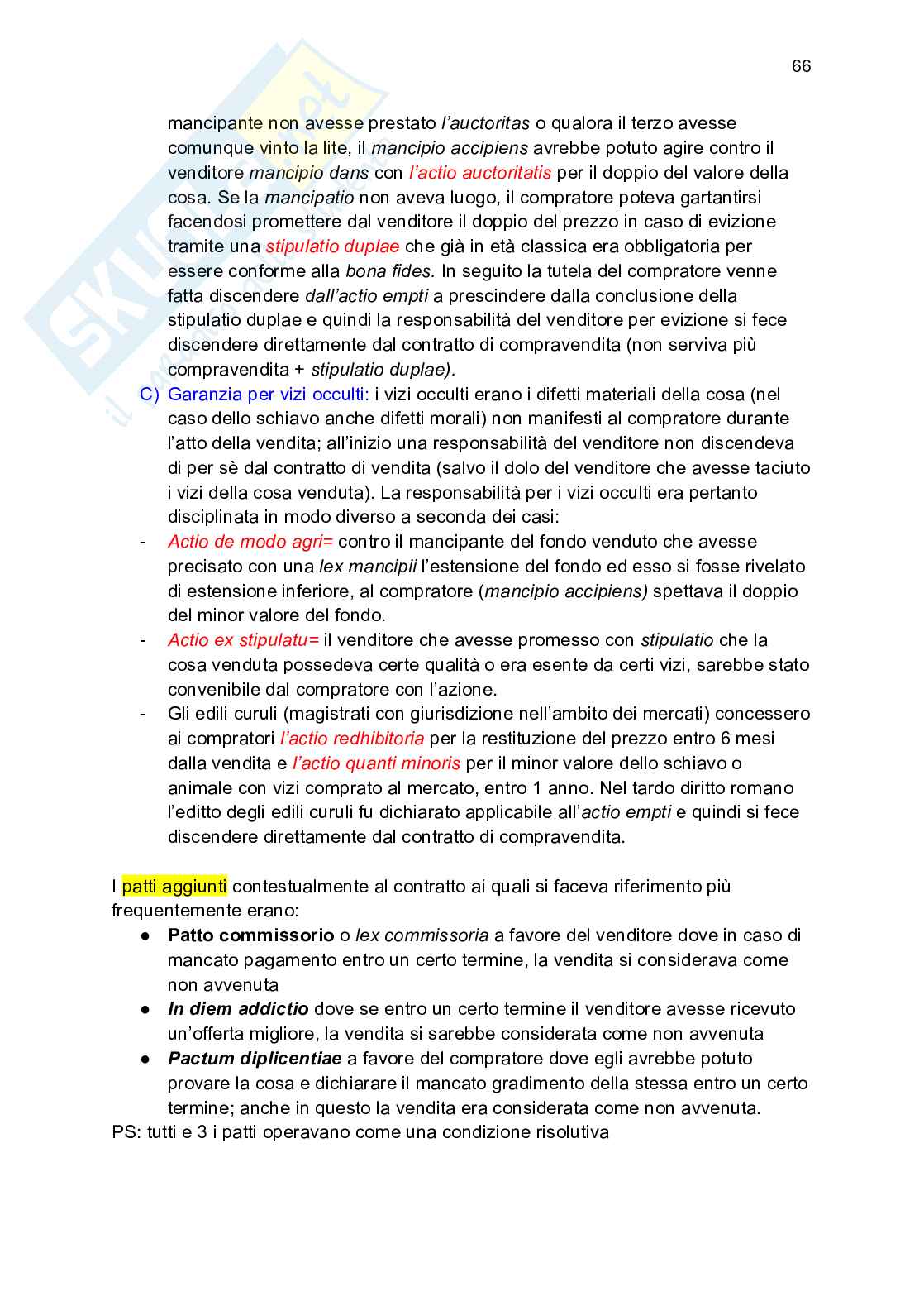 Riassunto esame Diritto privato romano, Prof. Sciandrello Enrico, libro consigliato Manuale di diritto privato romano, Matteo Marrone Pag. 66