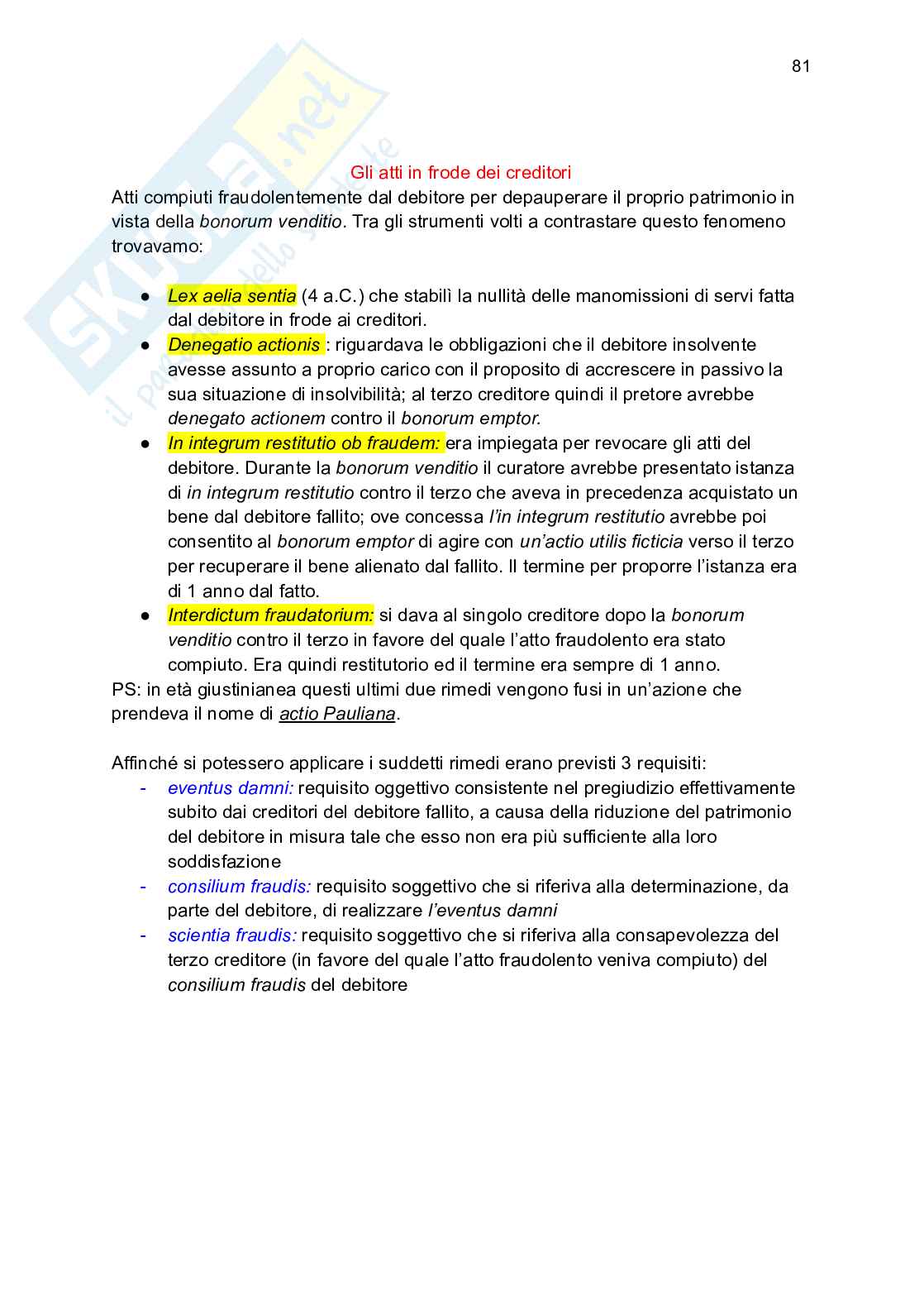 Riassunto esame Diritto privato romano, Prof. Sciandrello Enrico, libro consigliato Manuale di diritto privato romano, Matteo Marrone Pag. 81