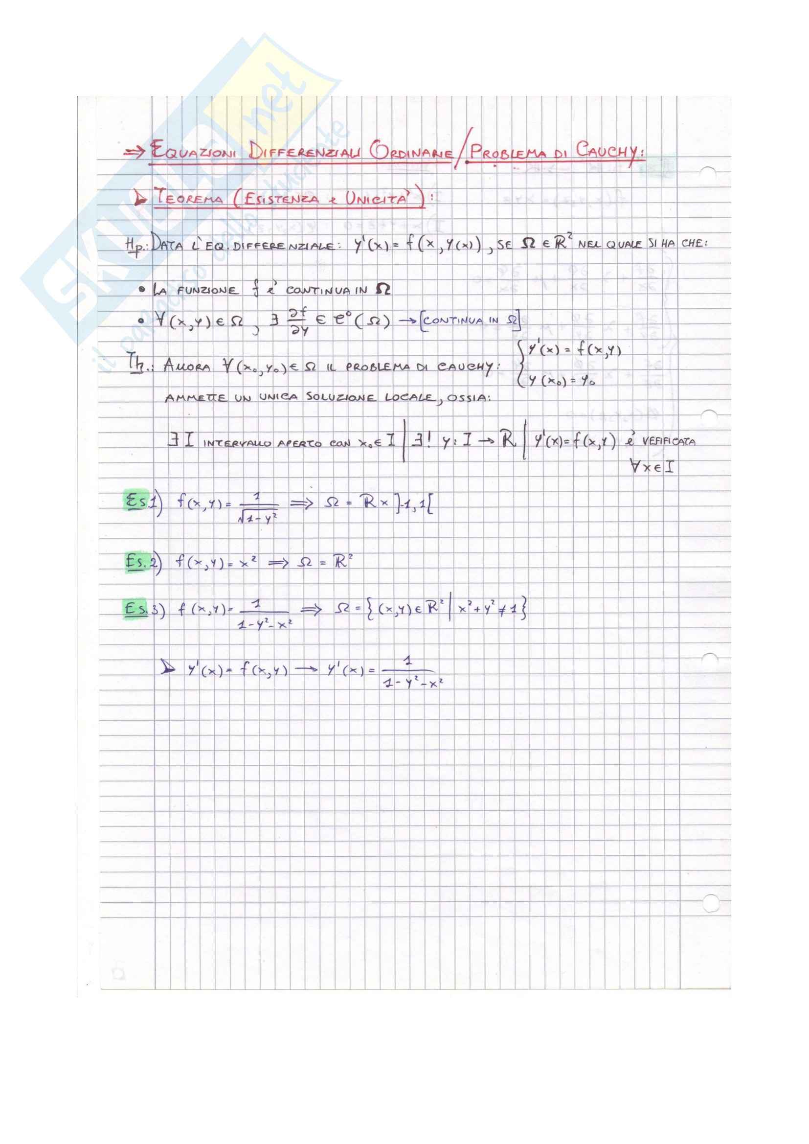 Equazioni differenziali e problema di Cauchy Pag. 1