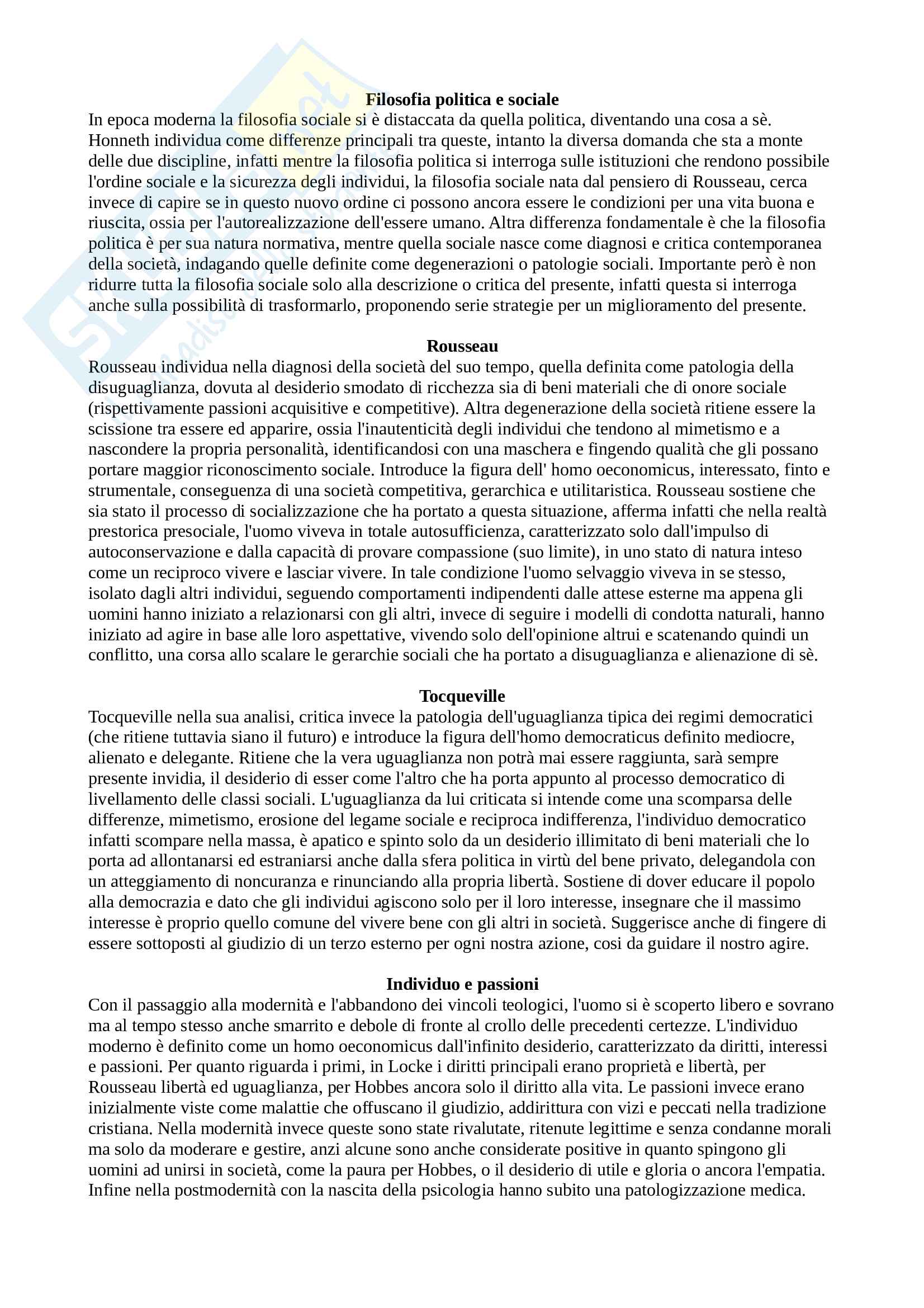 Riassunto completo filosofia sociale Pag. 1