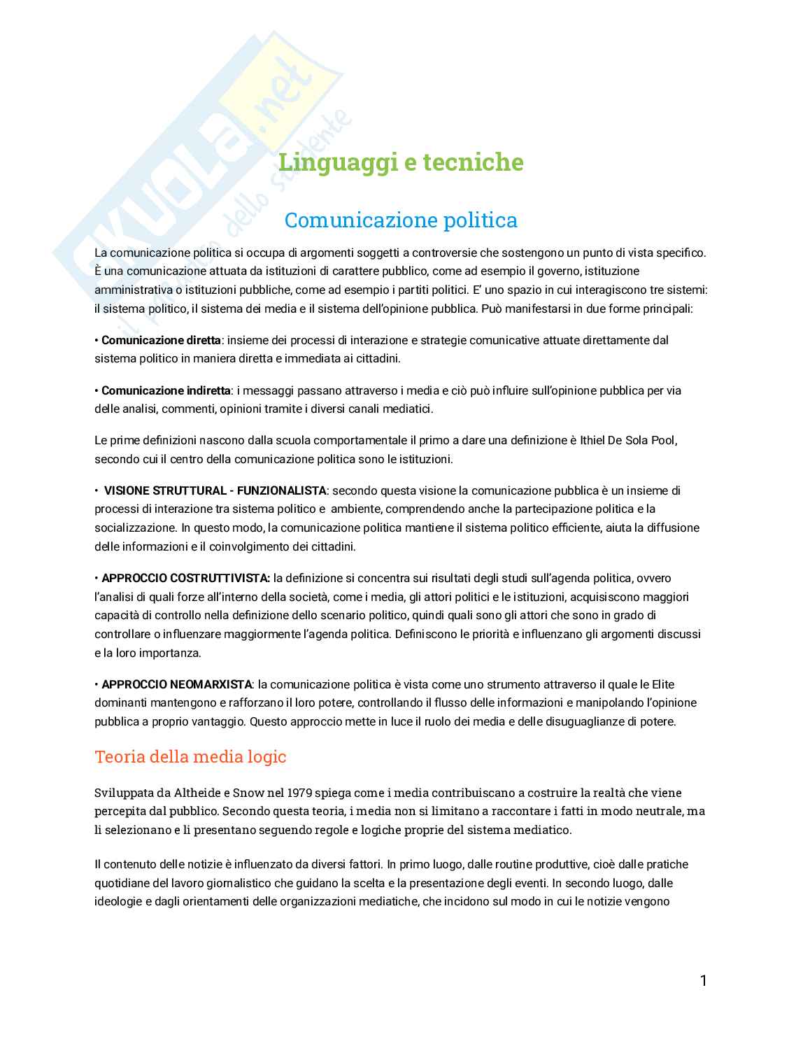 Linguaggi e tecniche della comunicazione pubblica Pag. 1