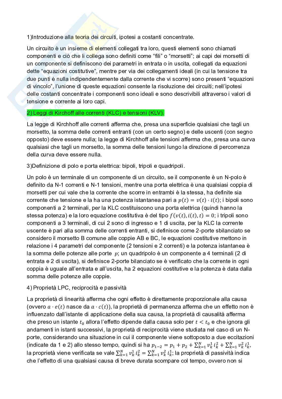 Formulario e risposte teoriche di Elettrotecnica Pag. 6