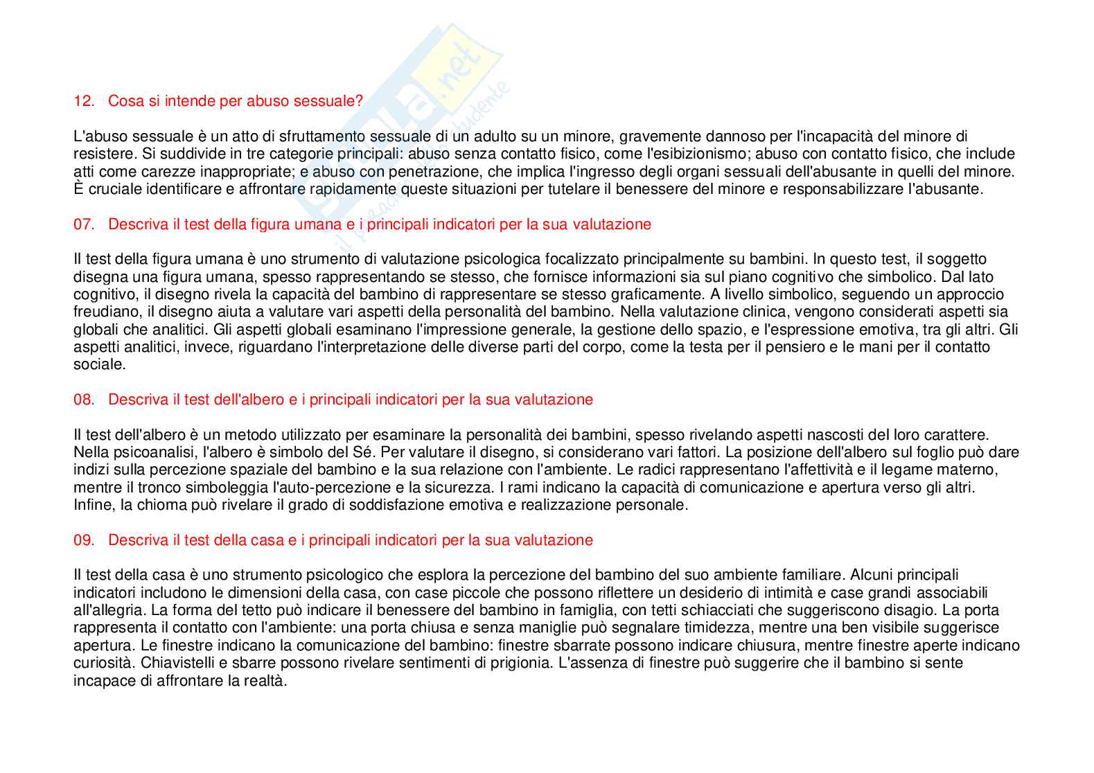 Risposte aperte di Psicologia dello sviluppo e delle relazioni interpersonali da paniere - formato breve Pag. 66