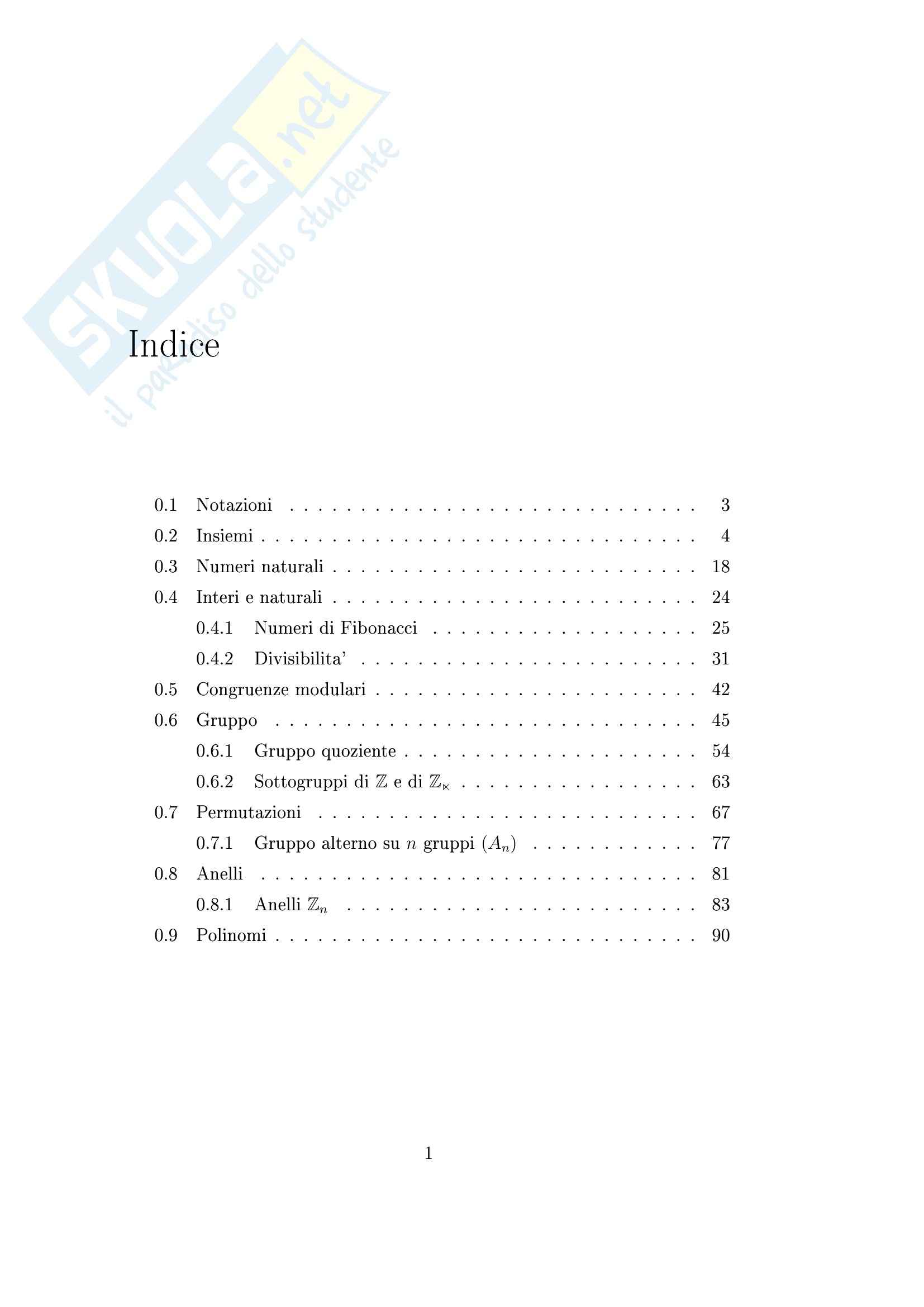 Algebra 1 - Appunti Pag. 1