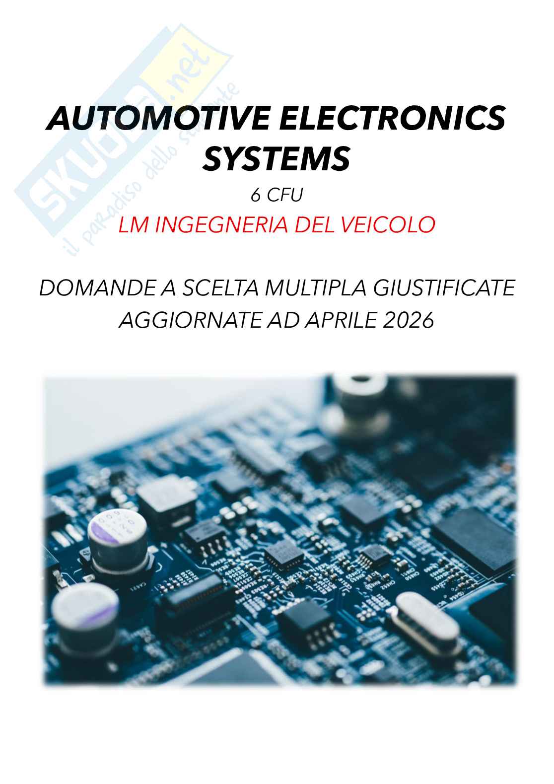 Prove svolte di Automotive Electronics Systems con giustificazioni 2026 Pag. 1