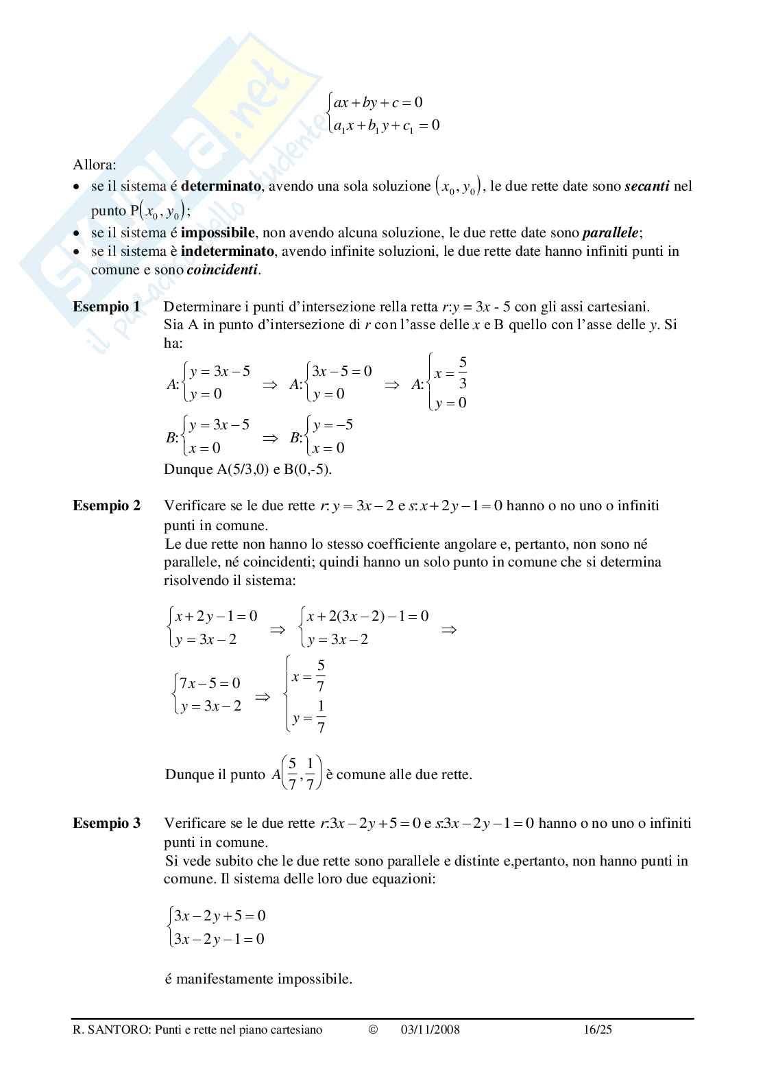 Punti e rette nel piano cartesiano Pag. 16