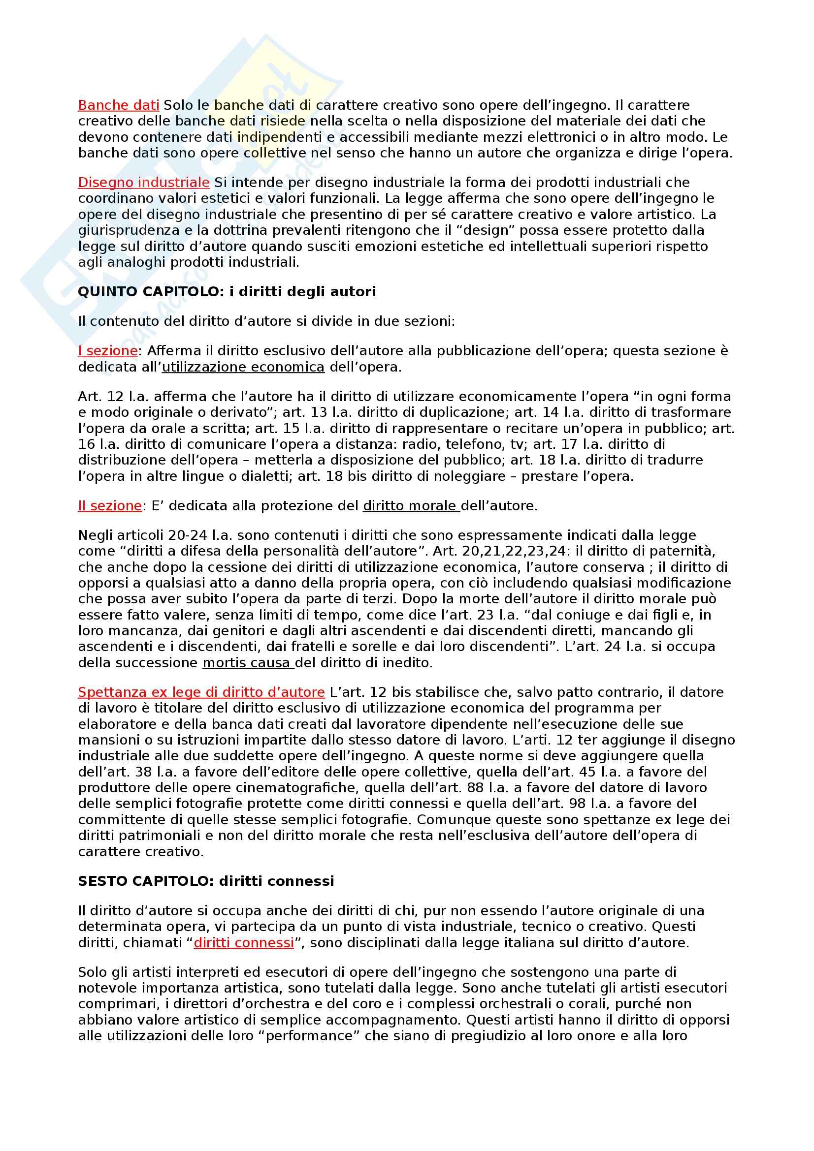 Riassunto esame Diritto dell'Informazione e d'Autore, prof. Migliazza, libro consigliato Manuale del Nuovo Diritto d'Autore, De Sanctis Pag. 6