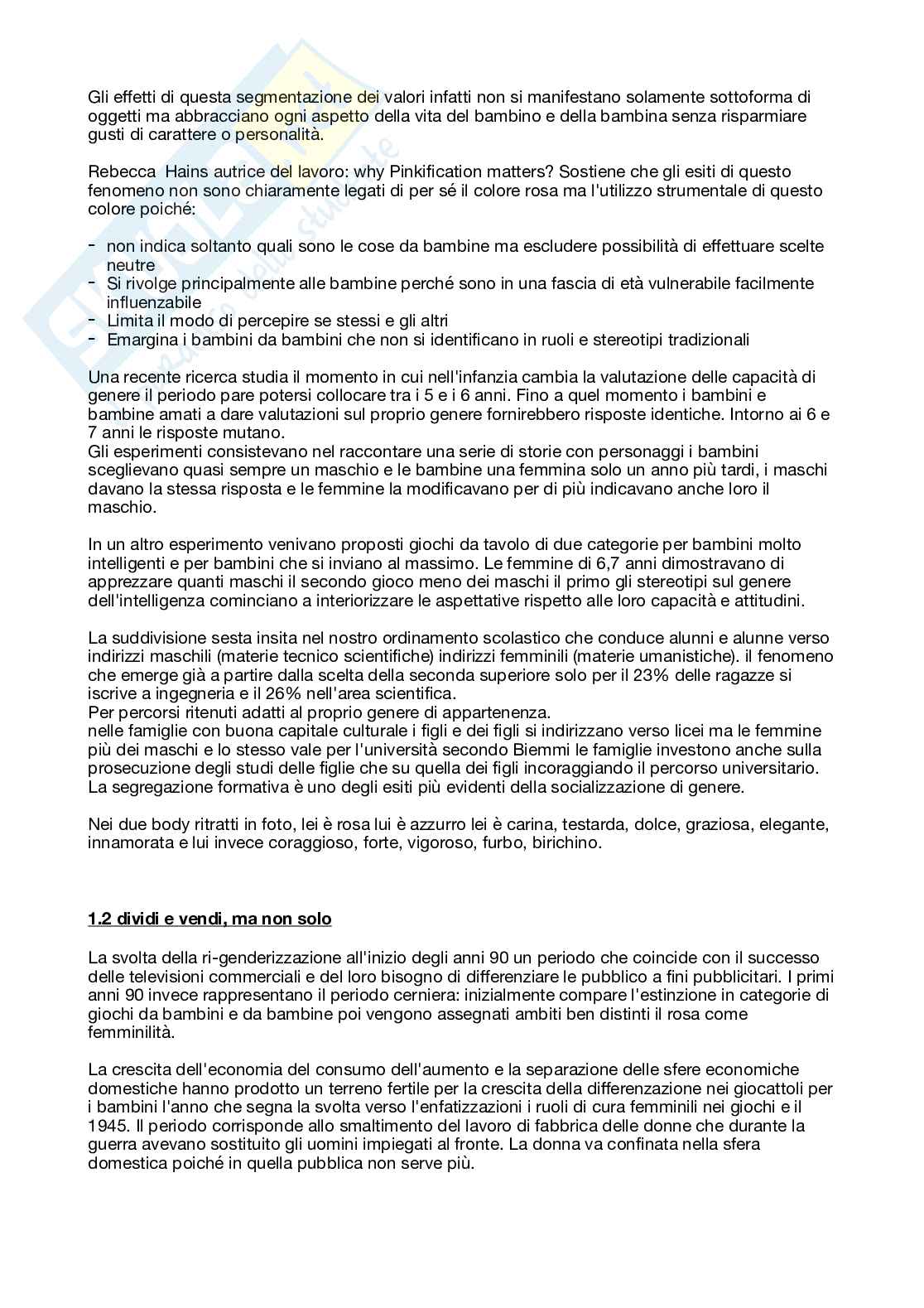 Riassunto esame Sociologia dell'educazione, Prof. Bertozzi Rita, libro consigliato Pink is the new black, Abbatecola, Stagi Pag. 2
