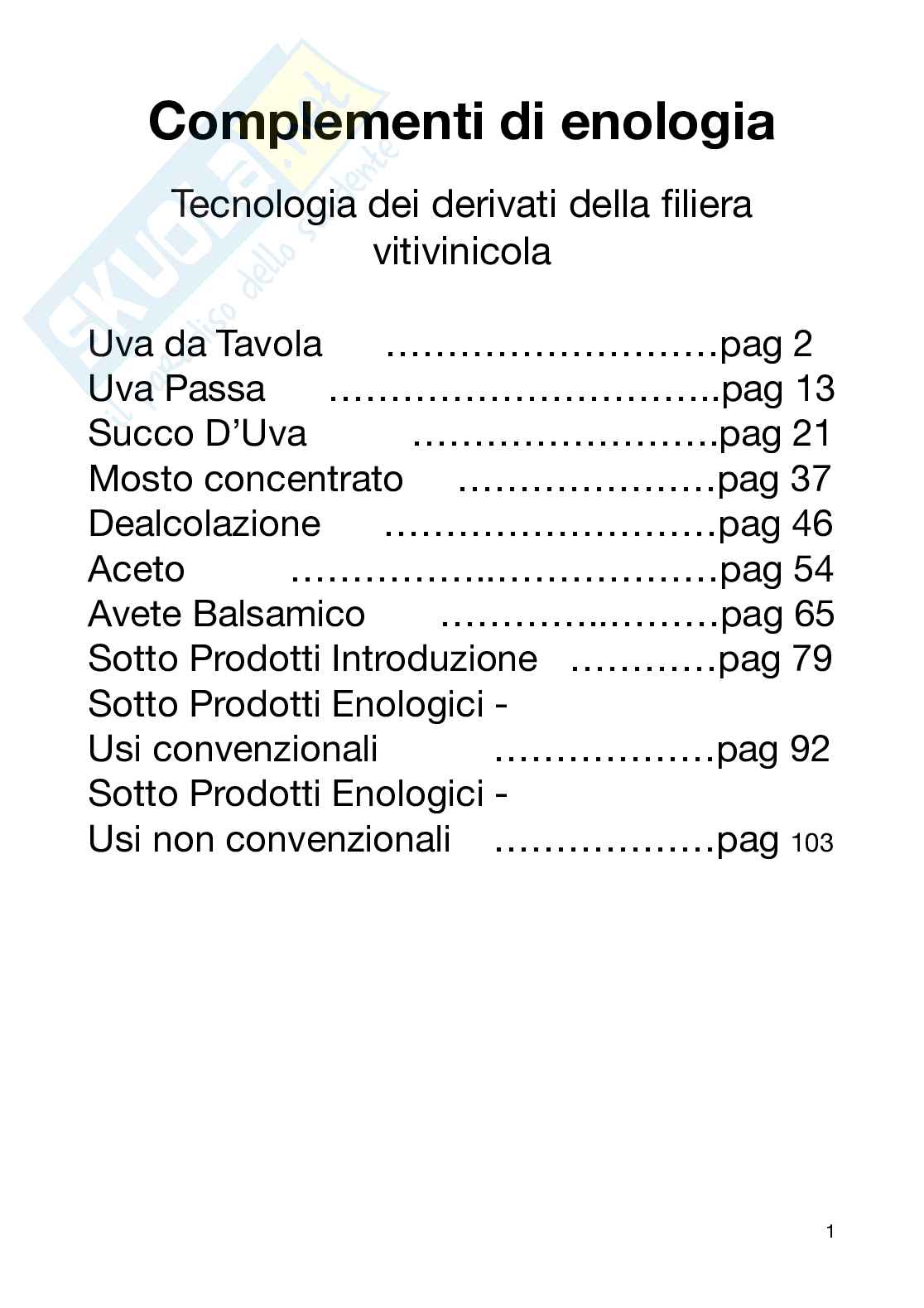 Tecnologia dei derivati della filiera vitivinicola  Pag. 1