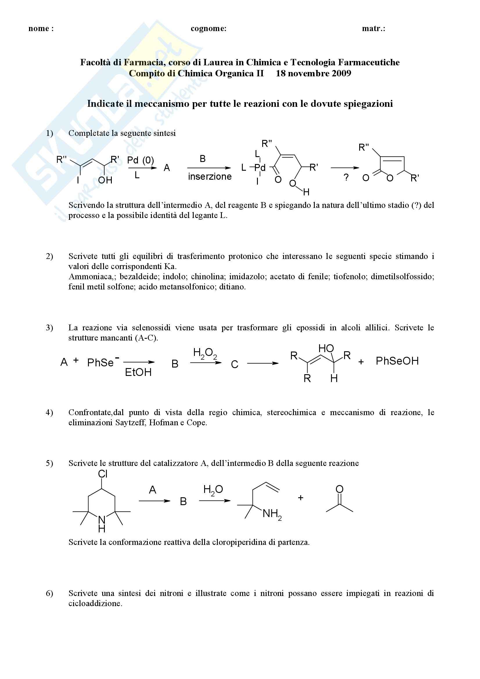 Chimica organica II - Esercizi Pag. 36