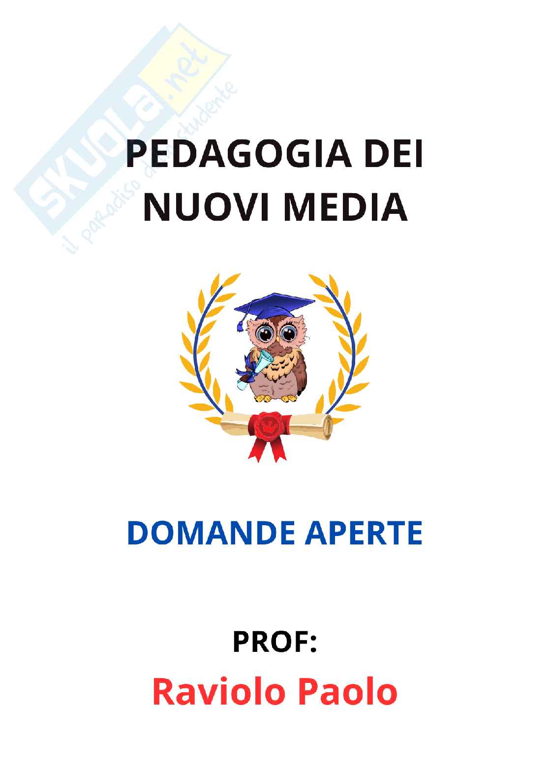 Paniere Pedagogia dei nuovi media - Risposte aperte - aggiornato (2026) Pag. 1