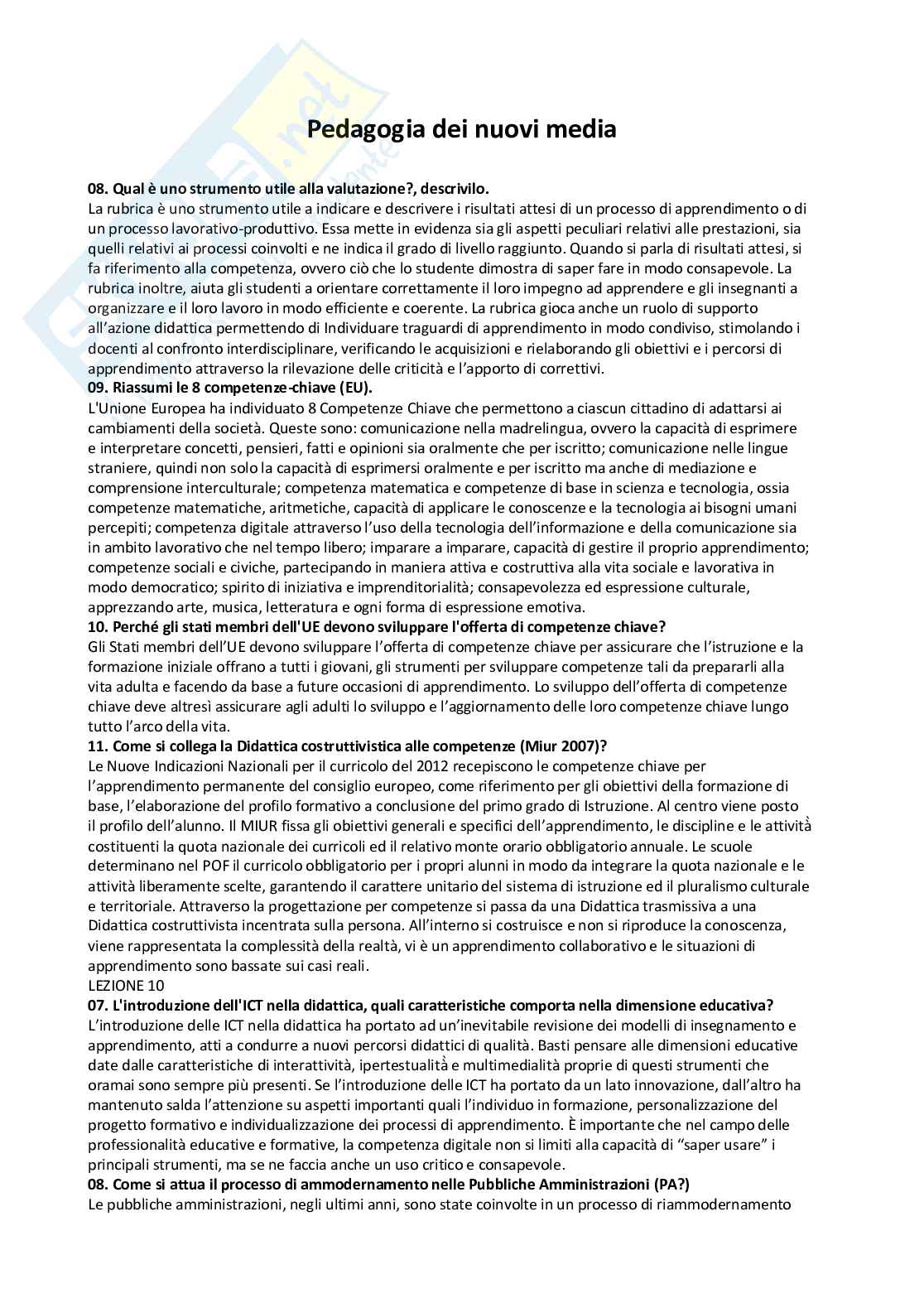 Paniere Pedagogia dei nuovi media - Risposte aperte - aggiornato (2026) Pag. 2