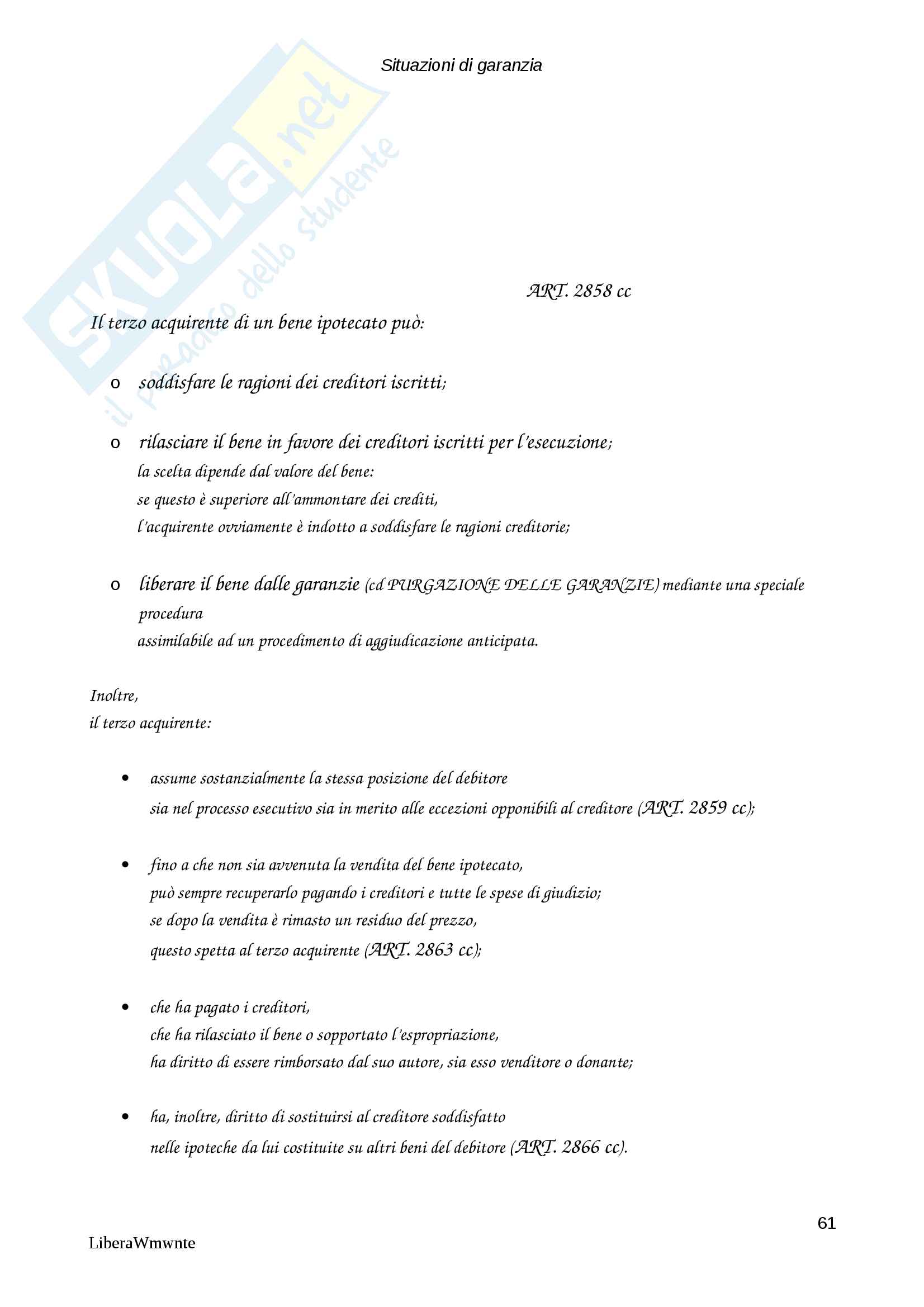 Riassunto esame di diritto privato, prof Caterini, libro consigliato Manuale di diritto civile, Perlingeri, (Parte terza, E. Situazioni di garanzia) Pag. 61