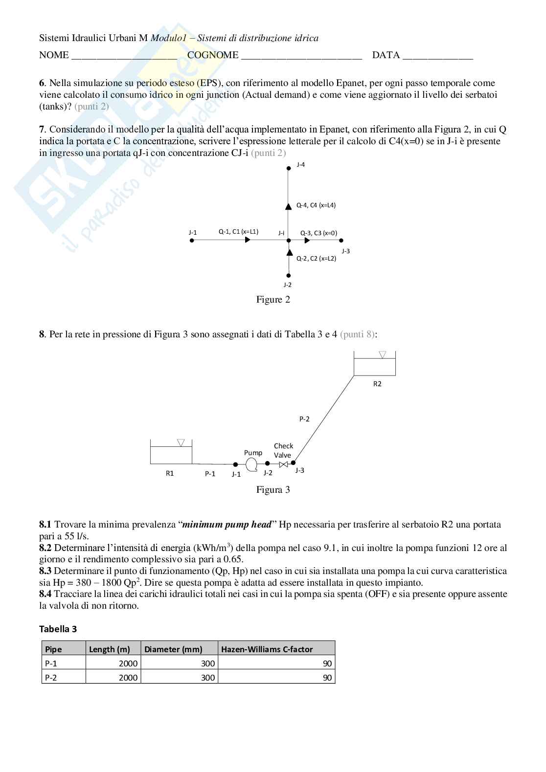 Prove di esame svolte di Sistemi idraulici urbani Pag. 2